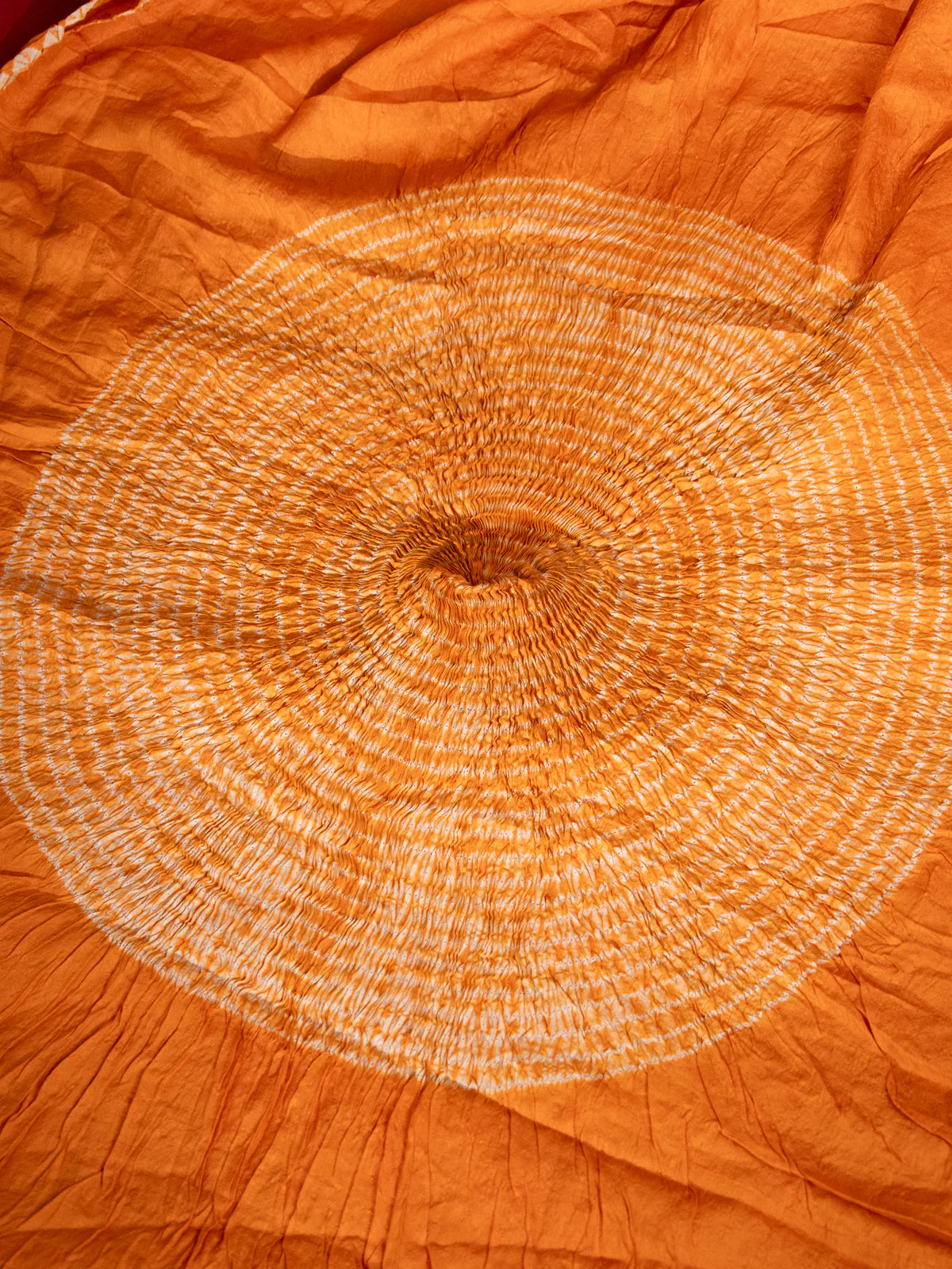 Orange Tussar Silk Saree With Placement Style Shibori Prints - Image 4