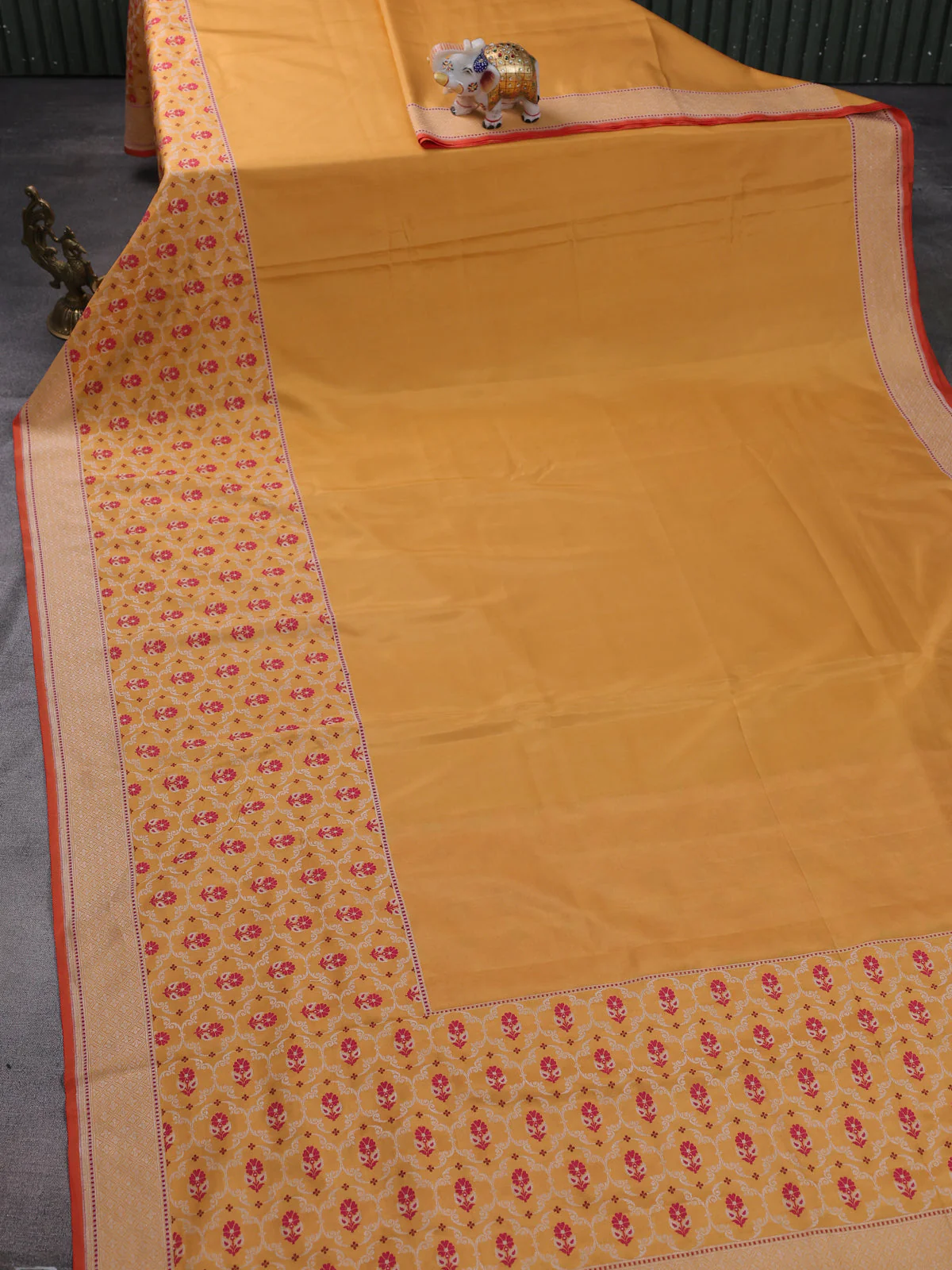 Pale Orange-Red Banarasi Silk Saree - Image 2