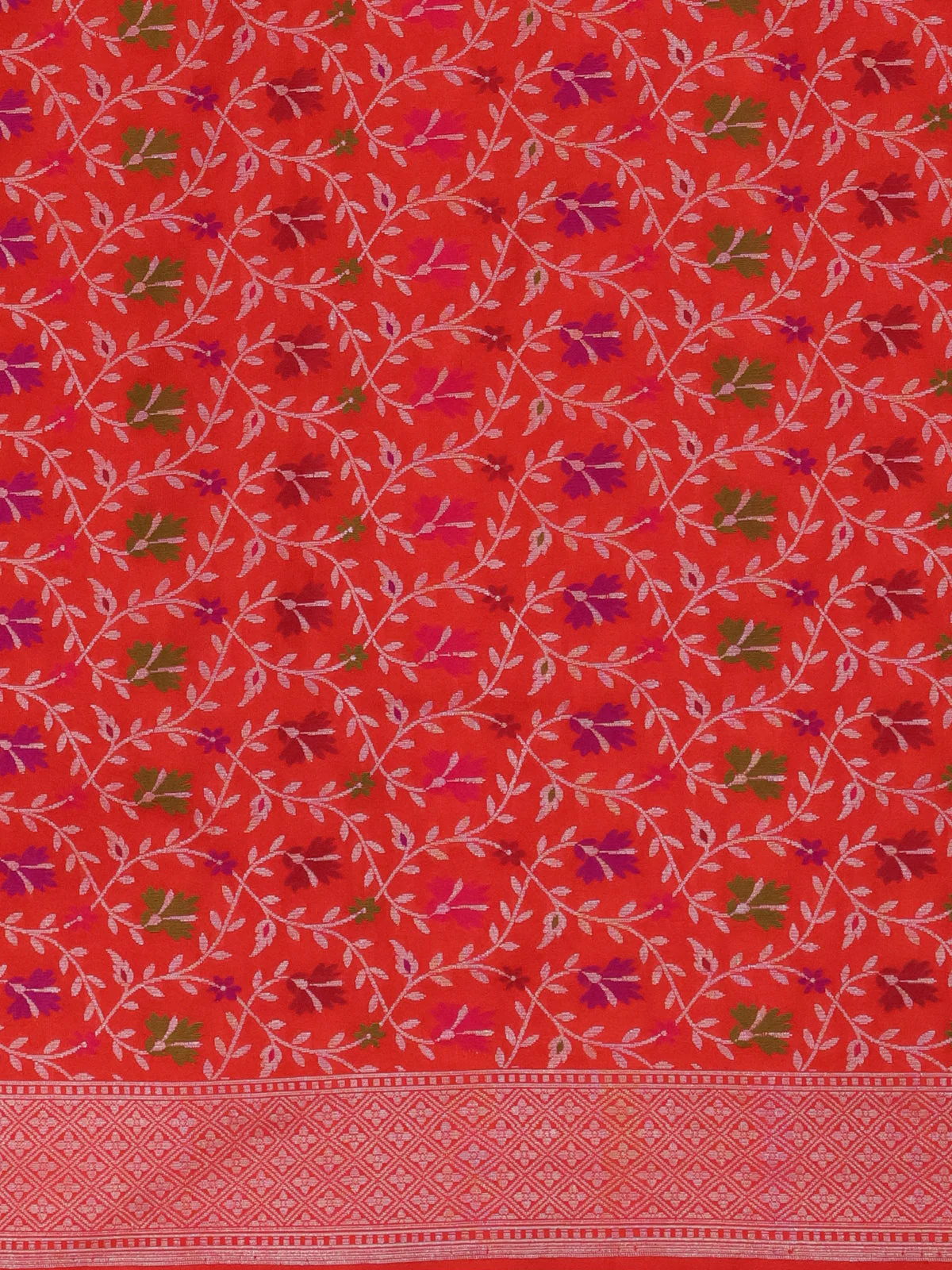 Pale Orange-Red Banarasi Silk Saree - Image 3