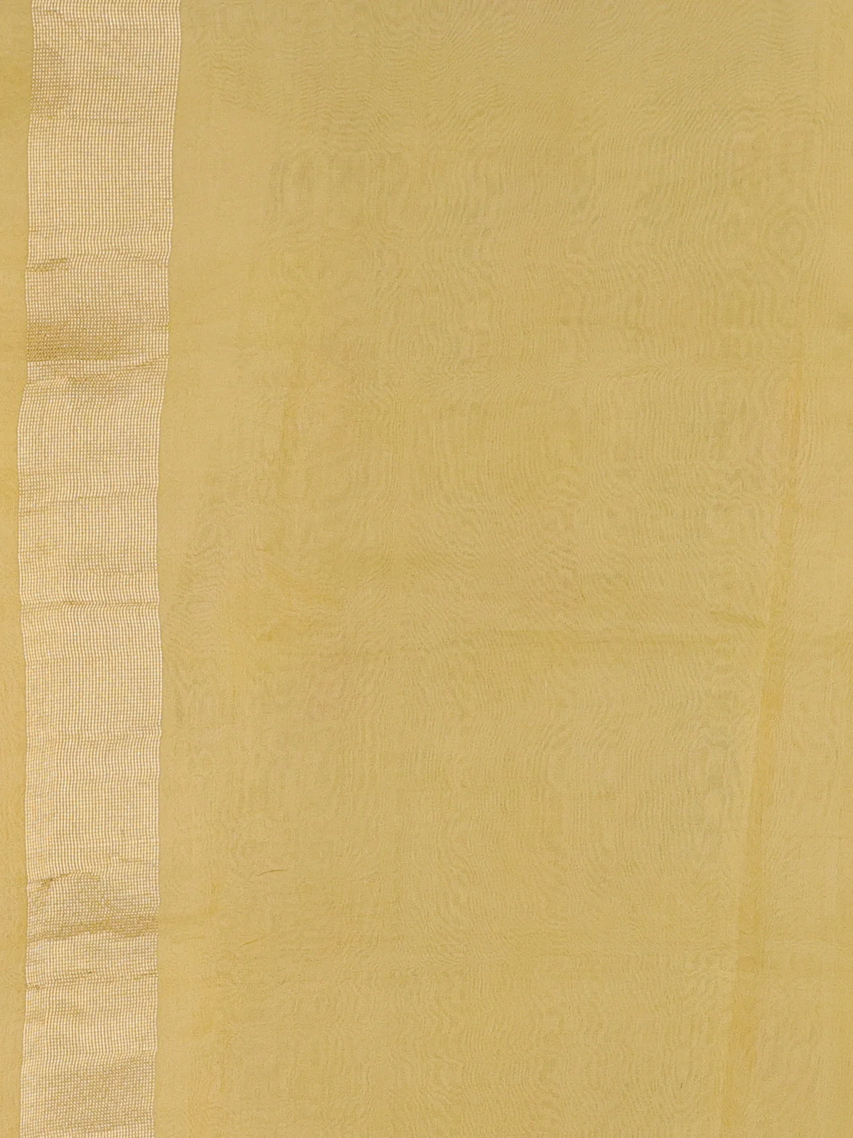 Pale Yellow Banarasi Kora Silk Saree - Image 3
