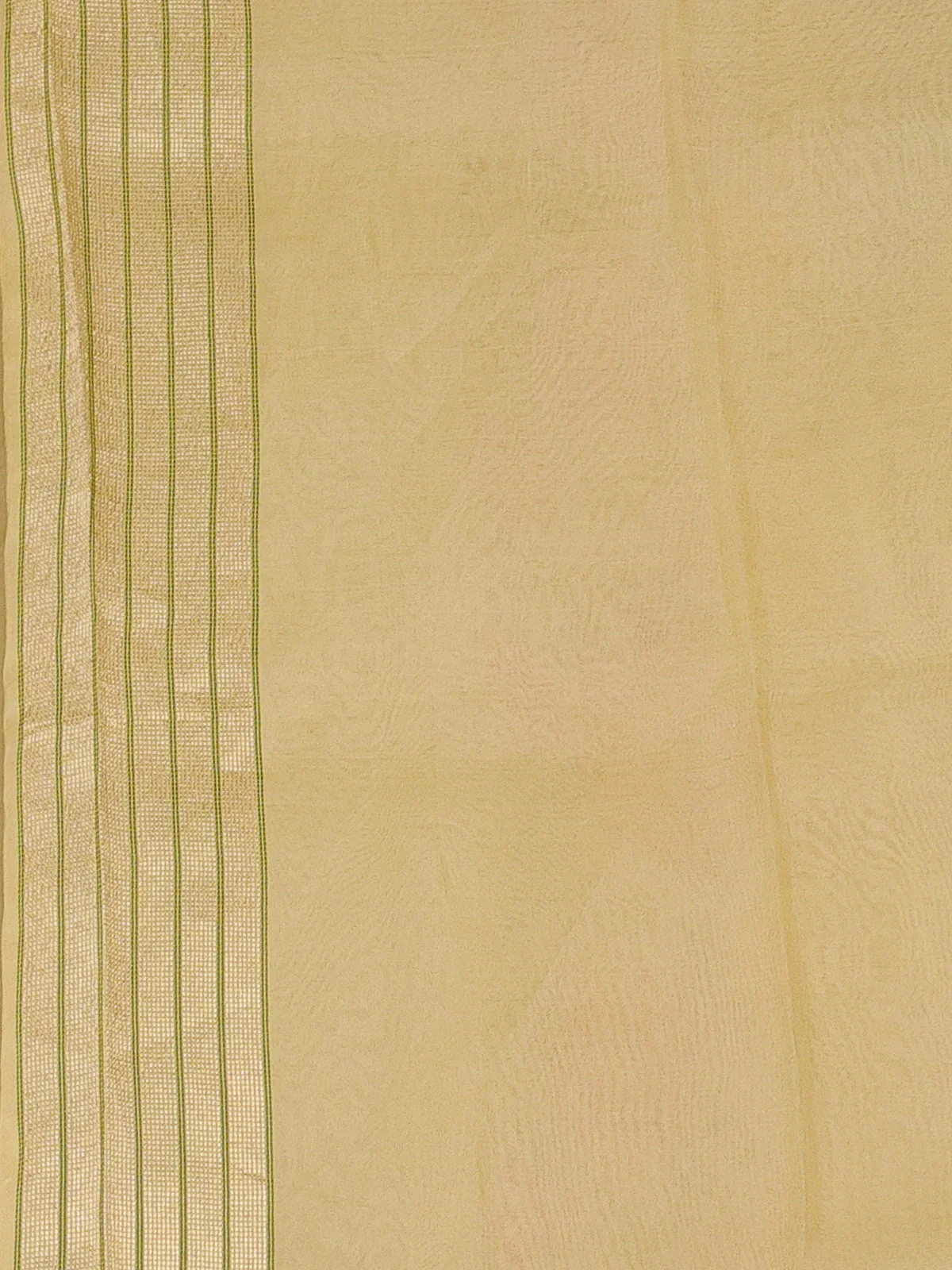 Pale Yellow Banarasi Kora Silk Saree - Image 3