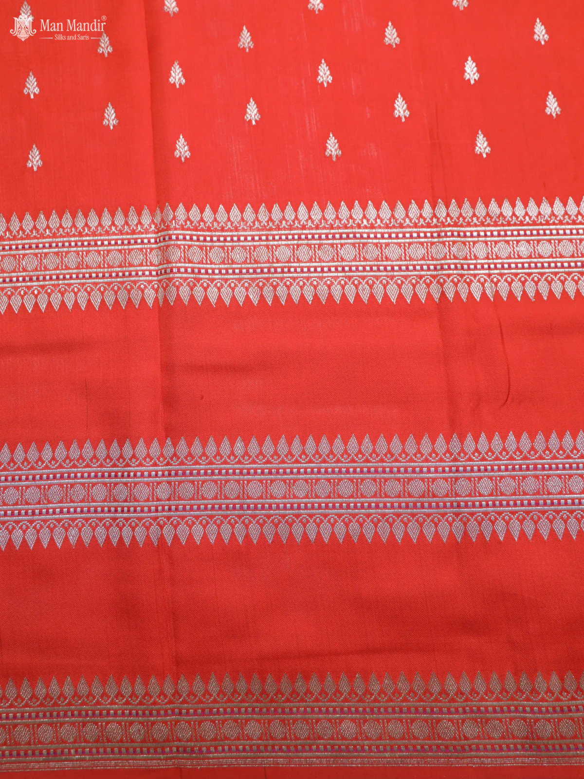 Pale Yellow - Orange Banarasi Ektara Kora Silk Saree - Image 6