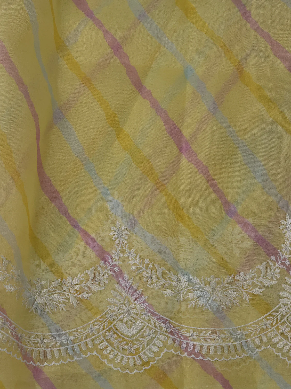 Pale Yellow Organza Silk Saree - Image 4