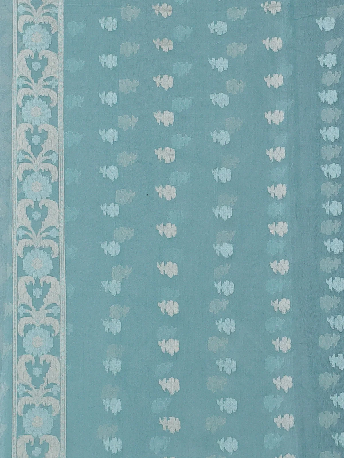 Pastel Blue Banarasi Cotton Saree - Image 4
