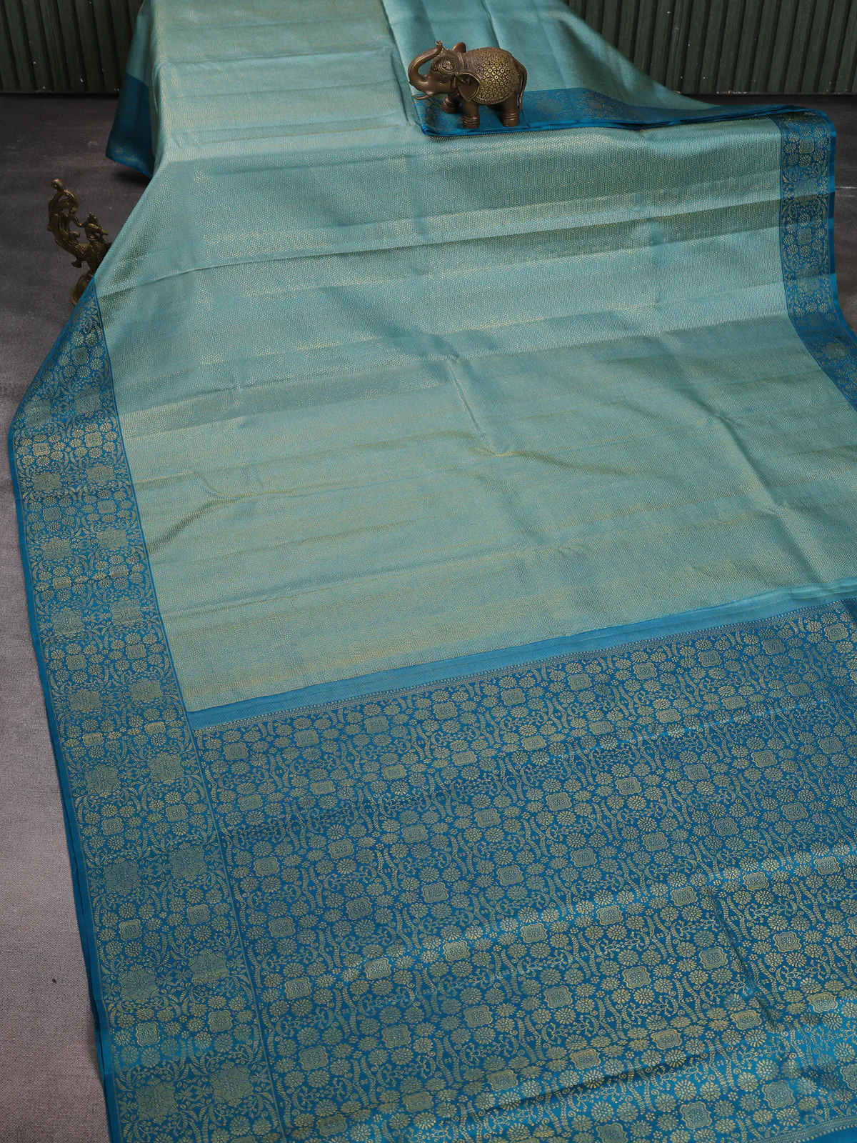 Pastel Blue-Cs Blue Pure Kanchipuram Silk Saree - Image 2