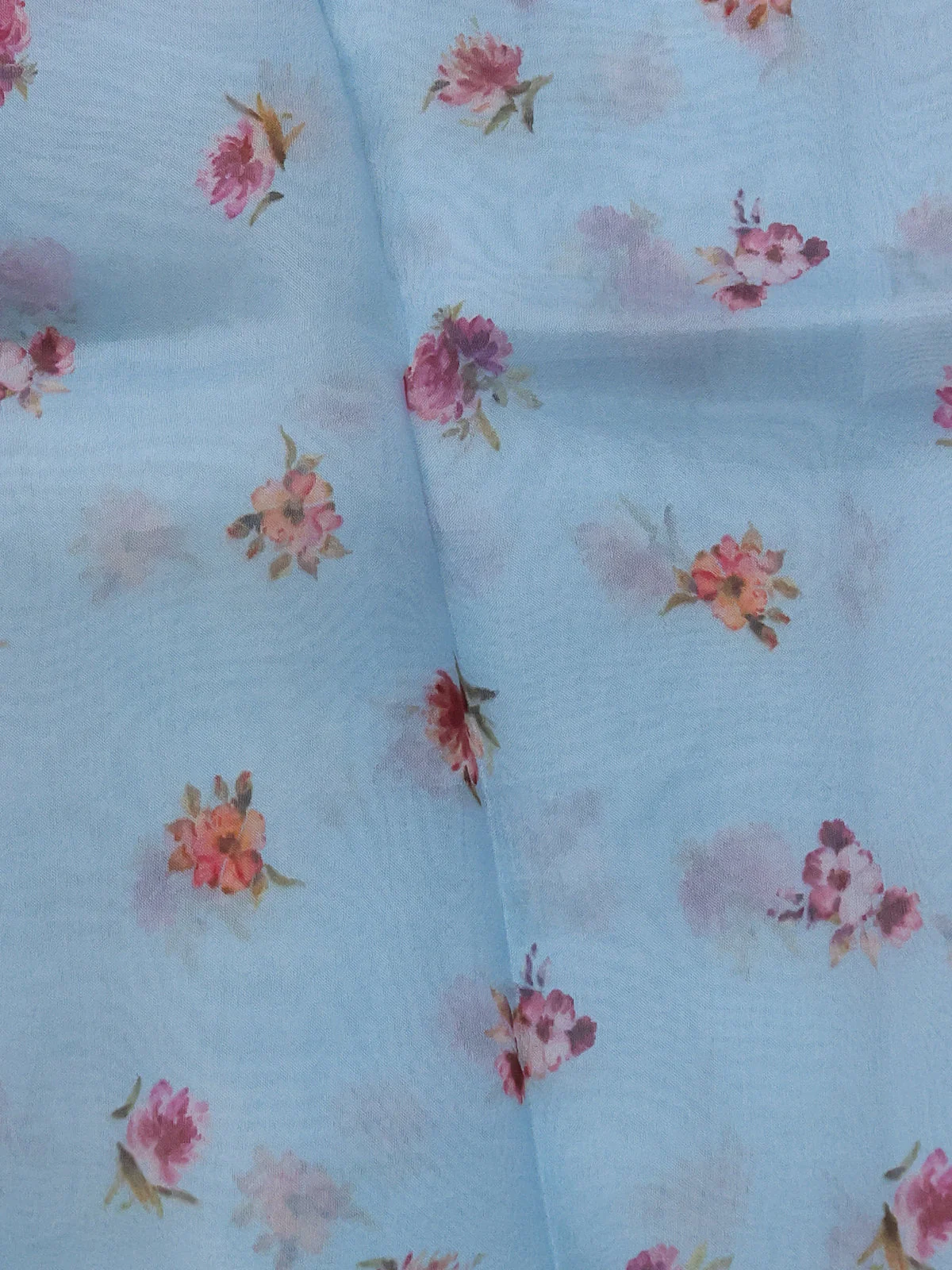 Pastel Blue Organza Silk Saree - Image 4
