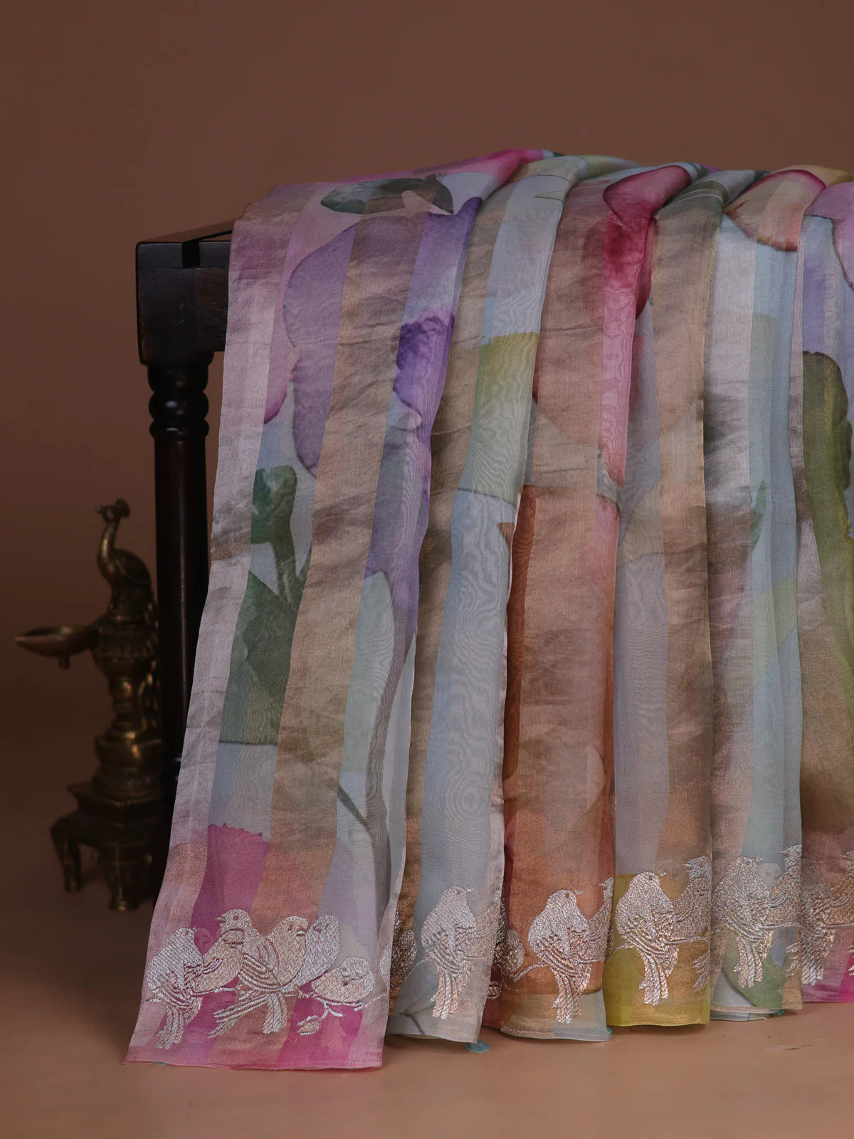 Pastel Blue Organza Silk Saree - Image 2