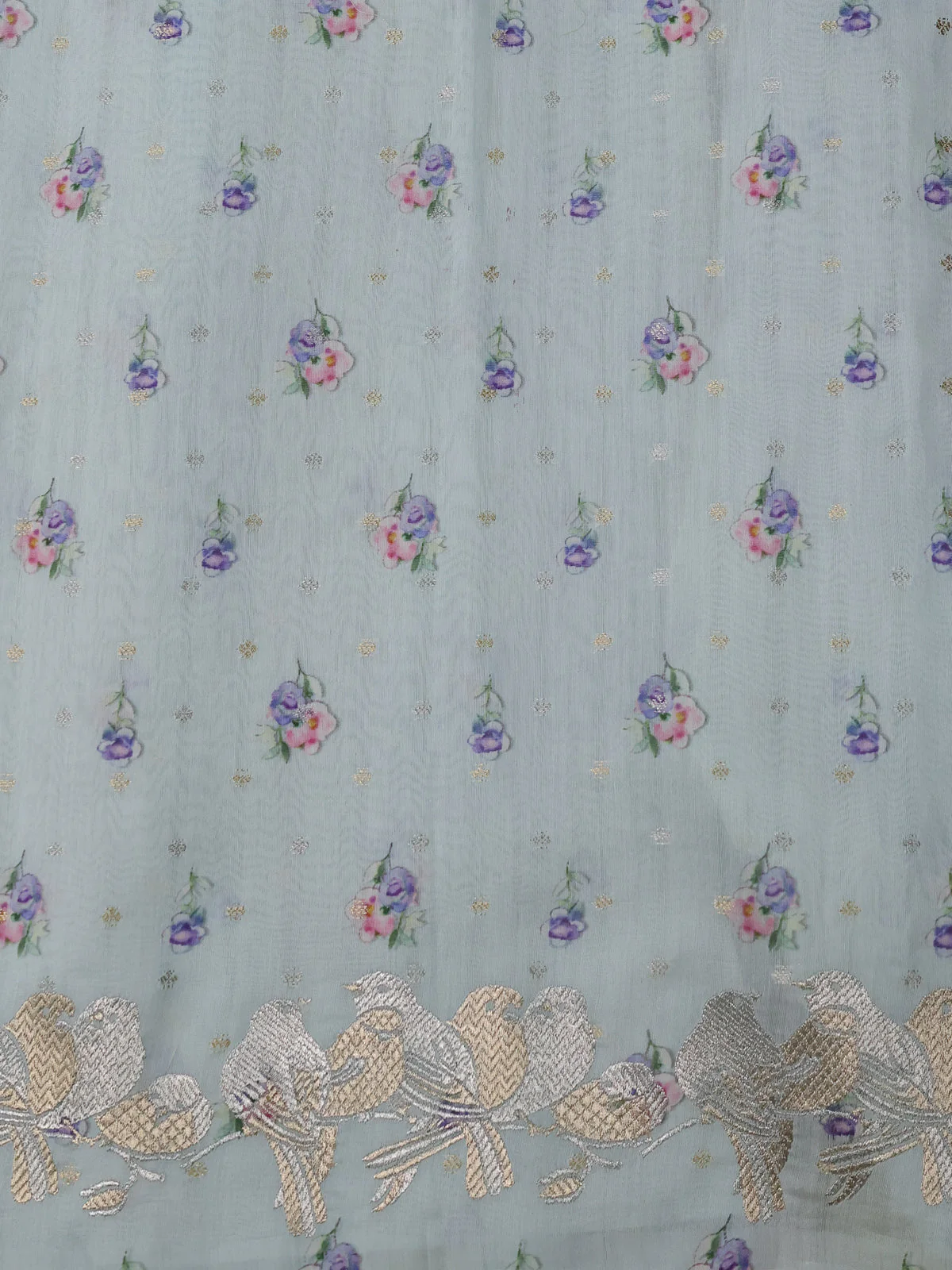 Pastel Blue Organza Silk Saree - Image 4