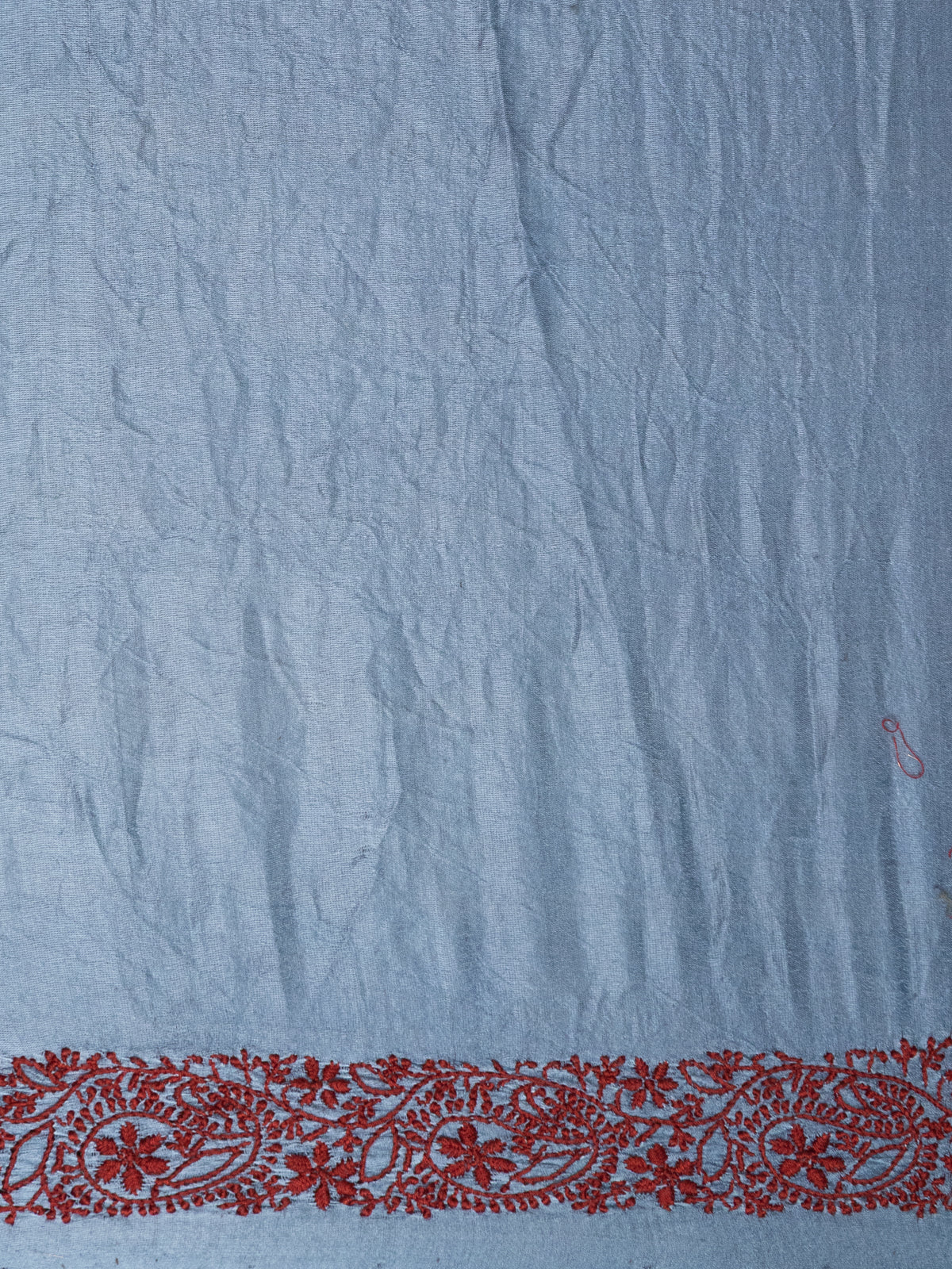 Pastel Blue Satin Tussar Silk Saree With Bandhej - Image 5