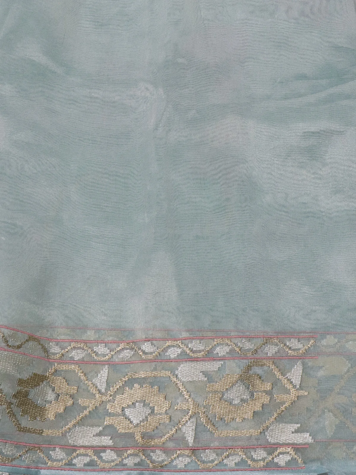 Pastel Blue Tissue Silk Saree - Image 4