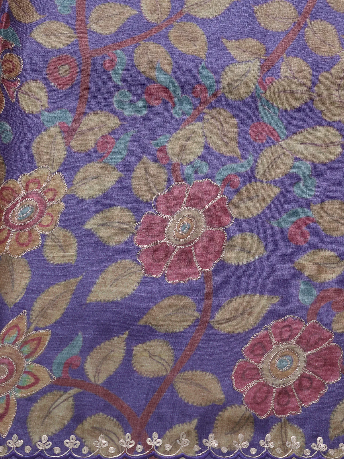 Pastel Blue-Violet Tussar Silk Saree - Image 4