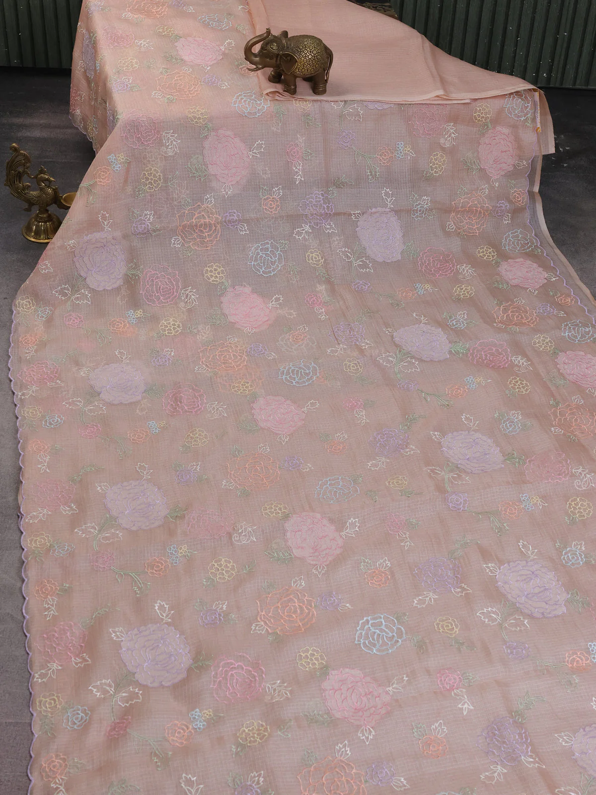 Pastel Brown Silk Kota Saree - Image 2