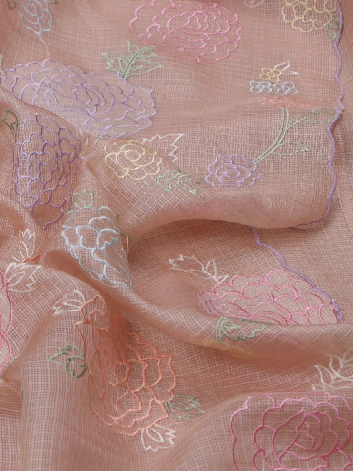 Pastel Brown Silk Kota Saree - Image 3