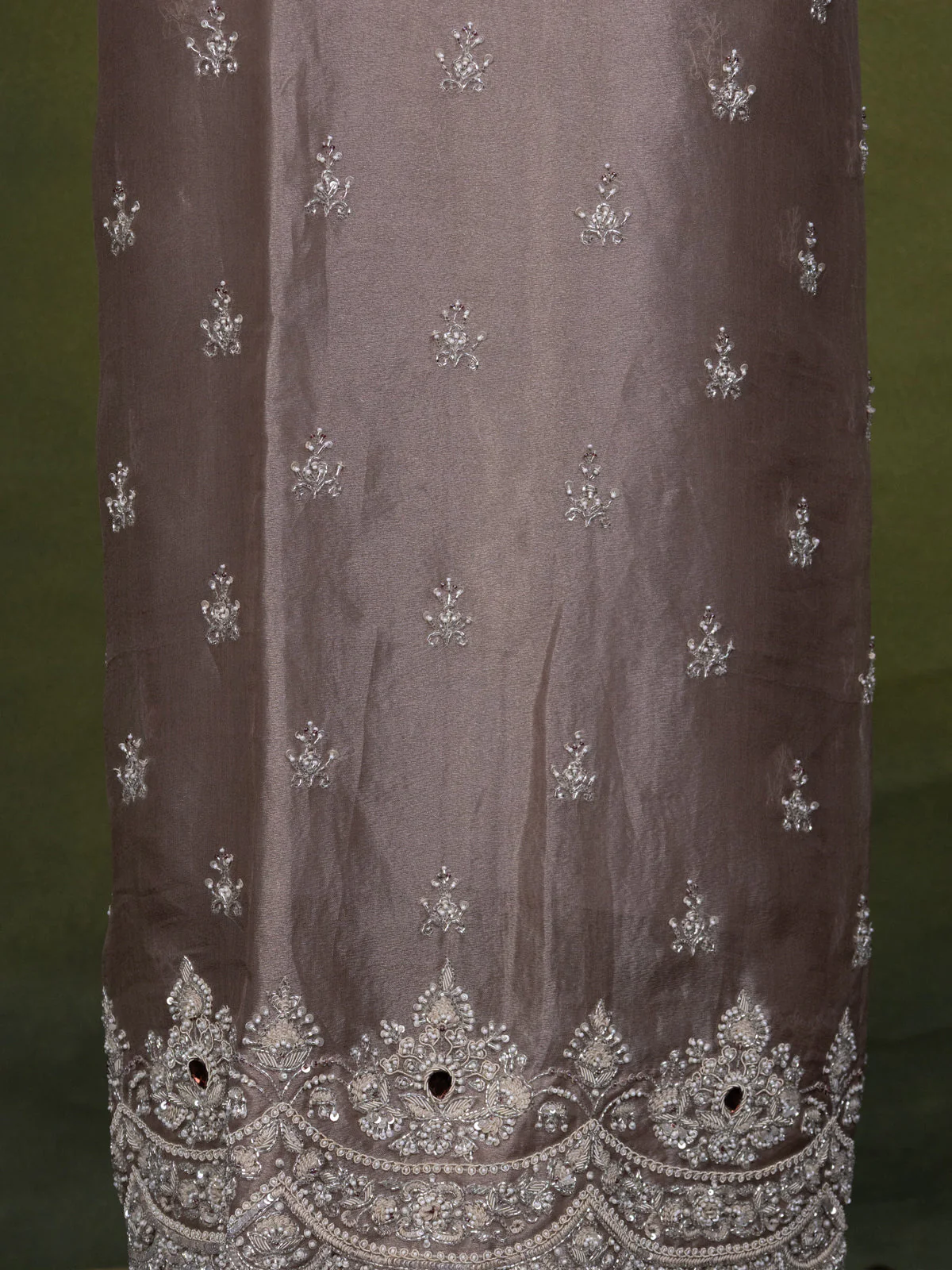 Pastel Brown Tissue Silk Unstitched Suit - Image 4