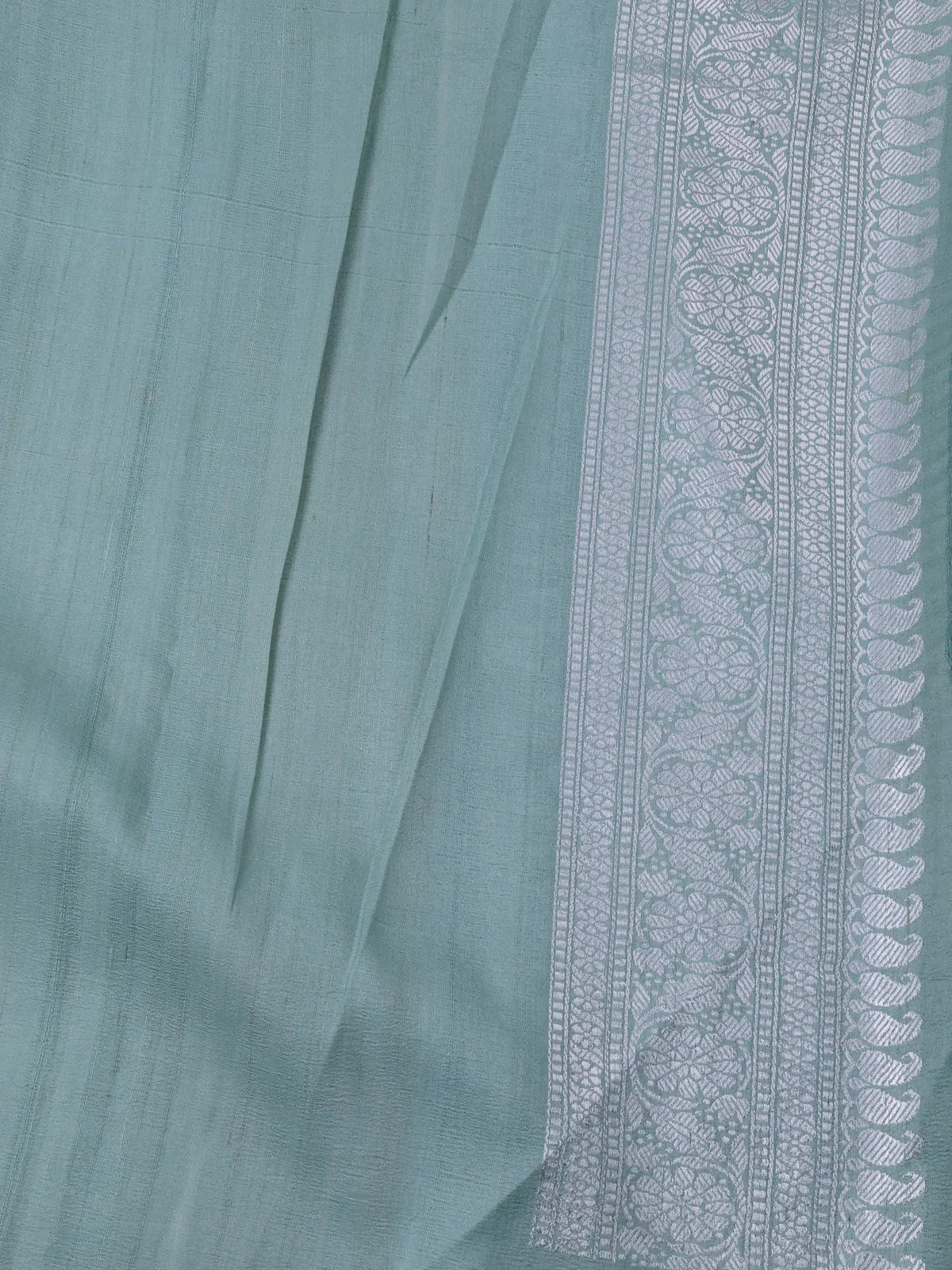 Pastel Green Banarasi Khaddi Tussar Saree - Image 4