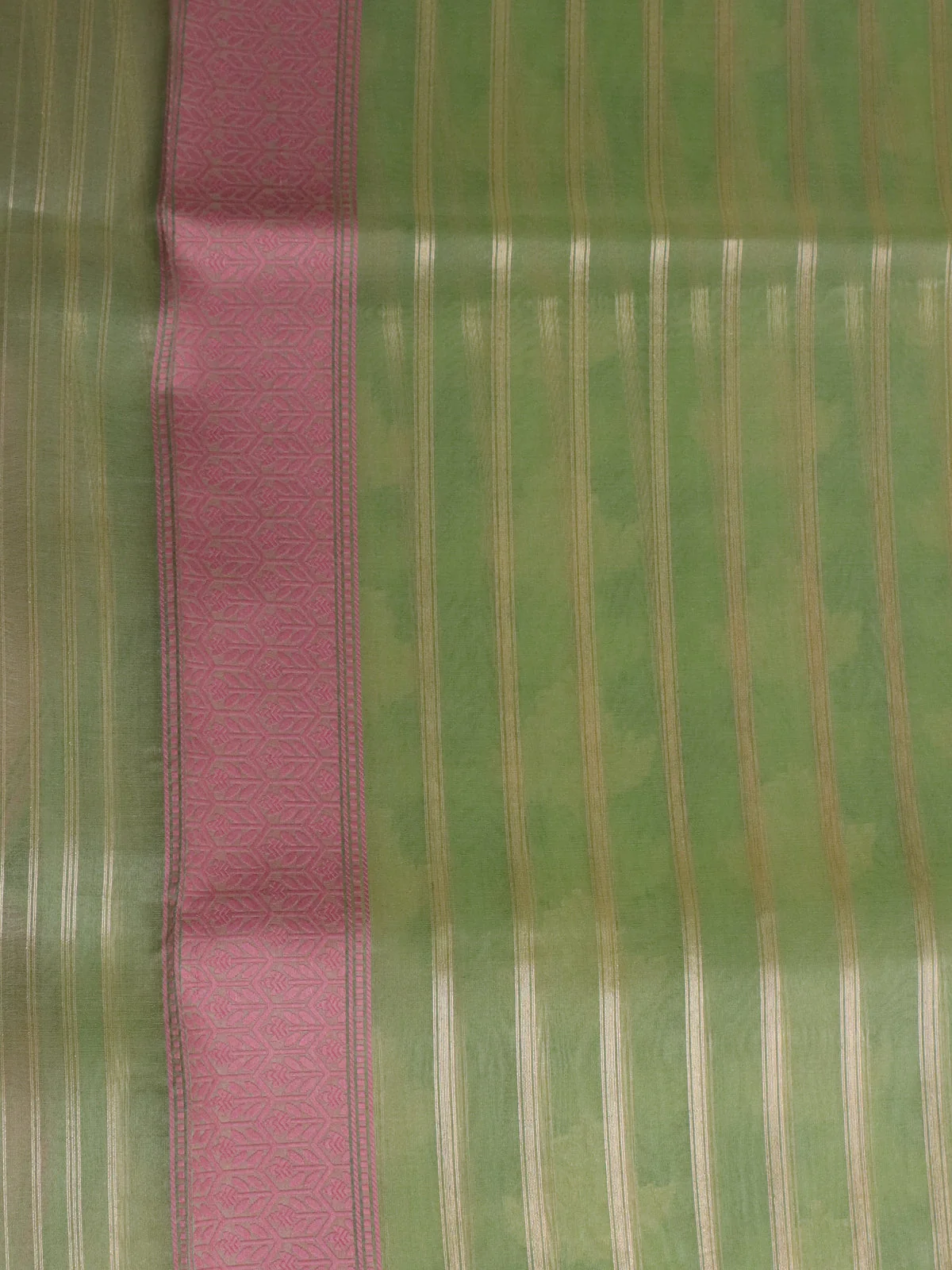 Pastel Green Banarasi Kora Silk Saree - Image 4