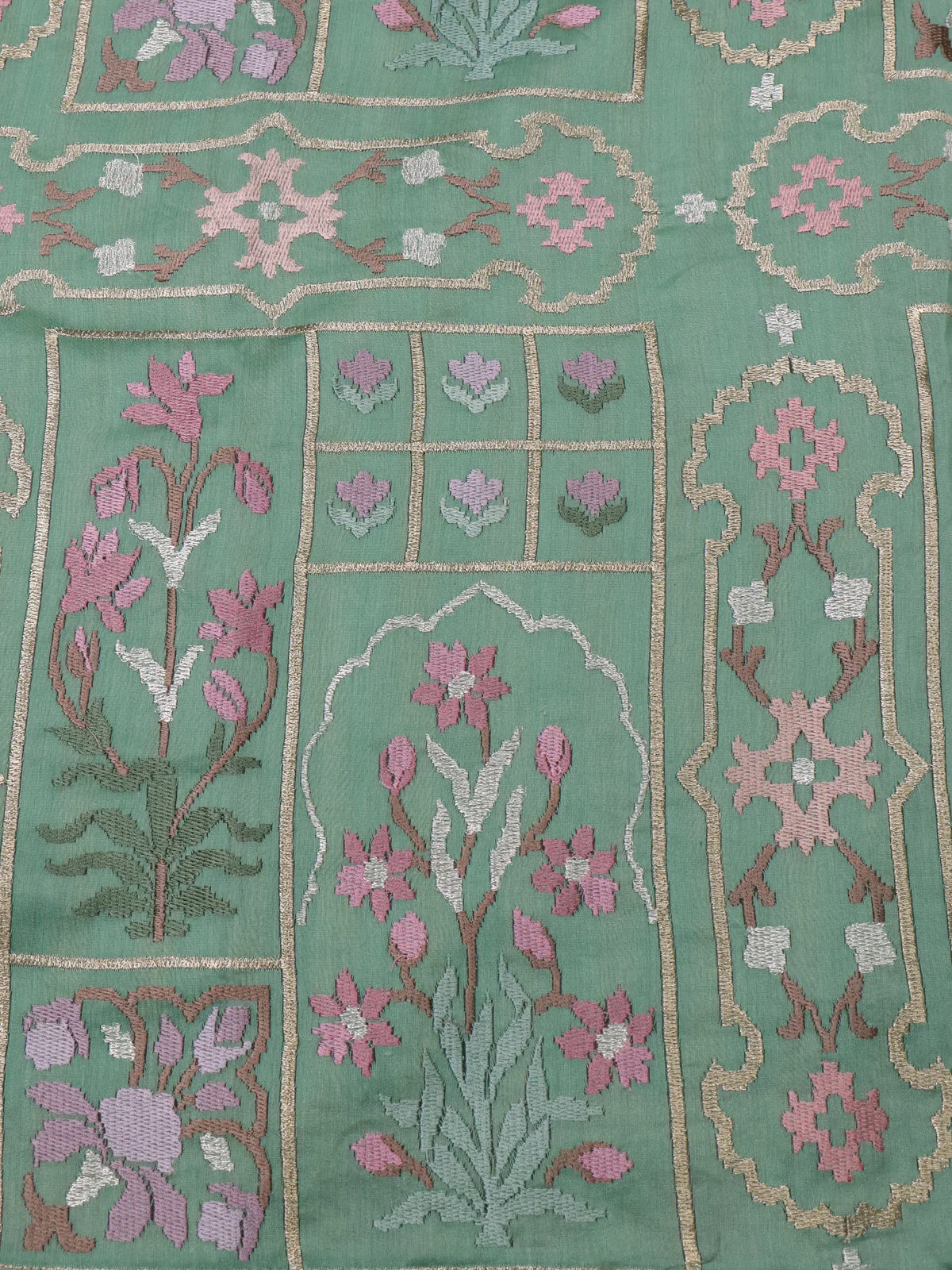 Pastel Green Chanderi Cotton Saree - Image 4