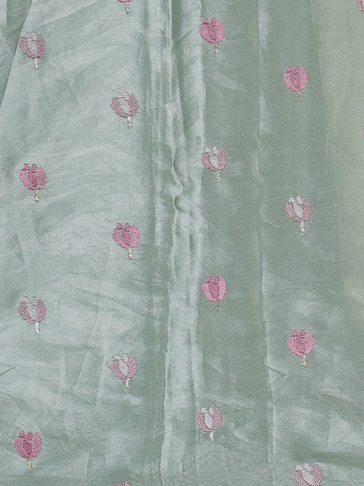 Pastel Green Organza Silk Saree - Image 3