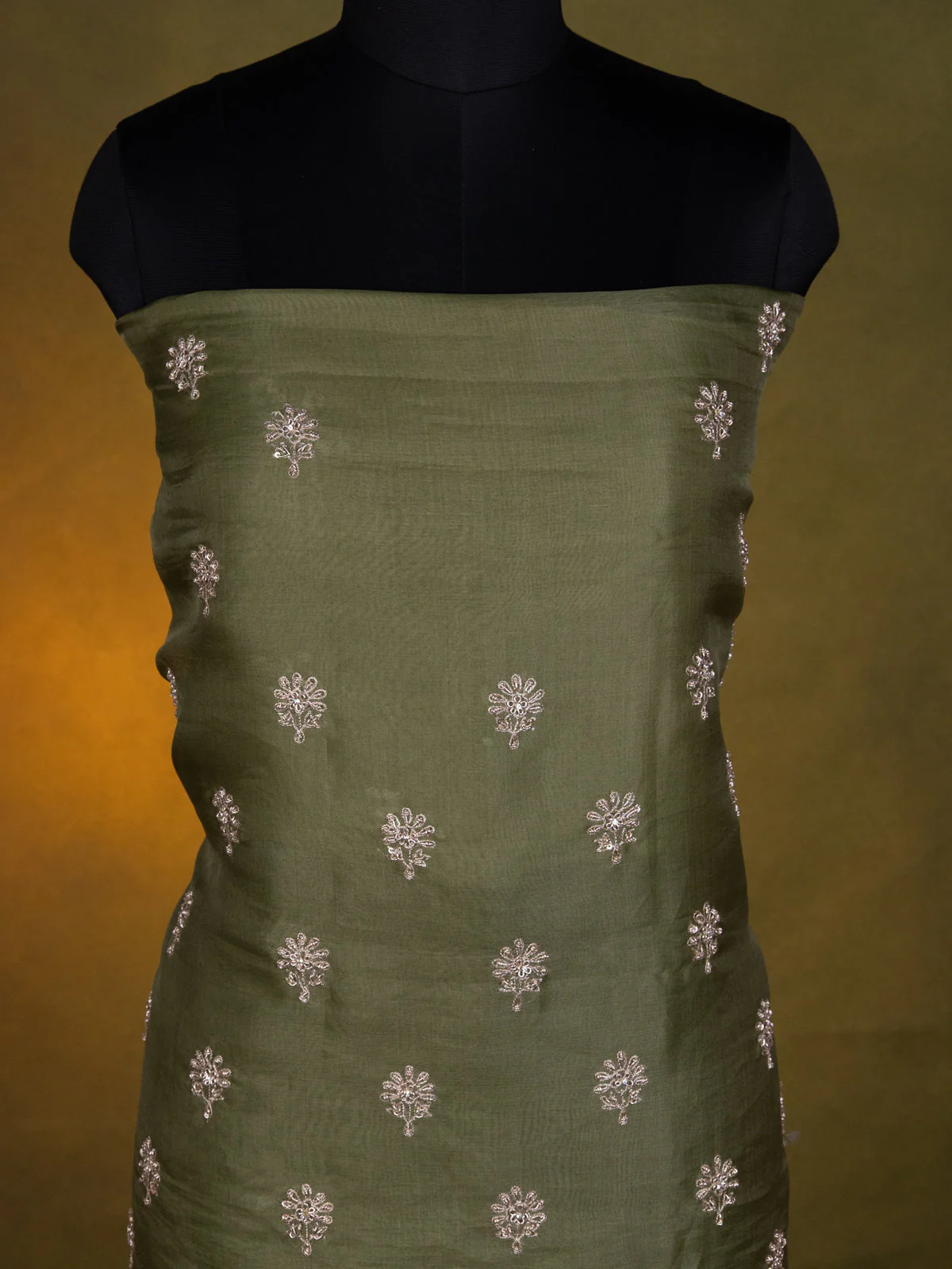 Pastel Green Organza Unstitched Suit - Image 2