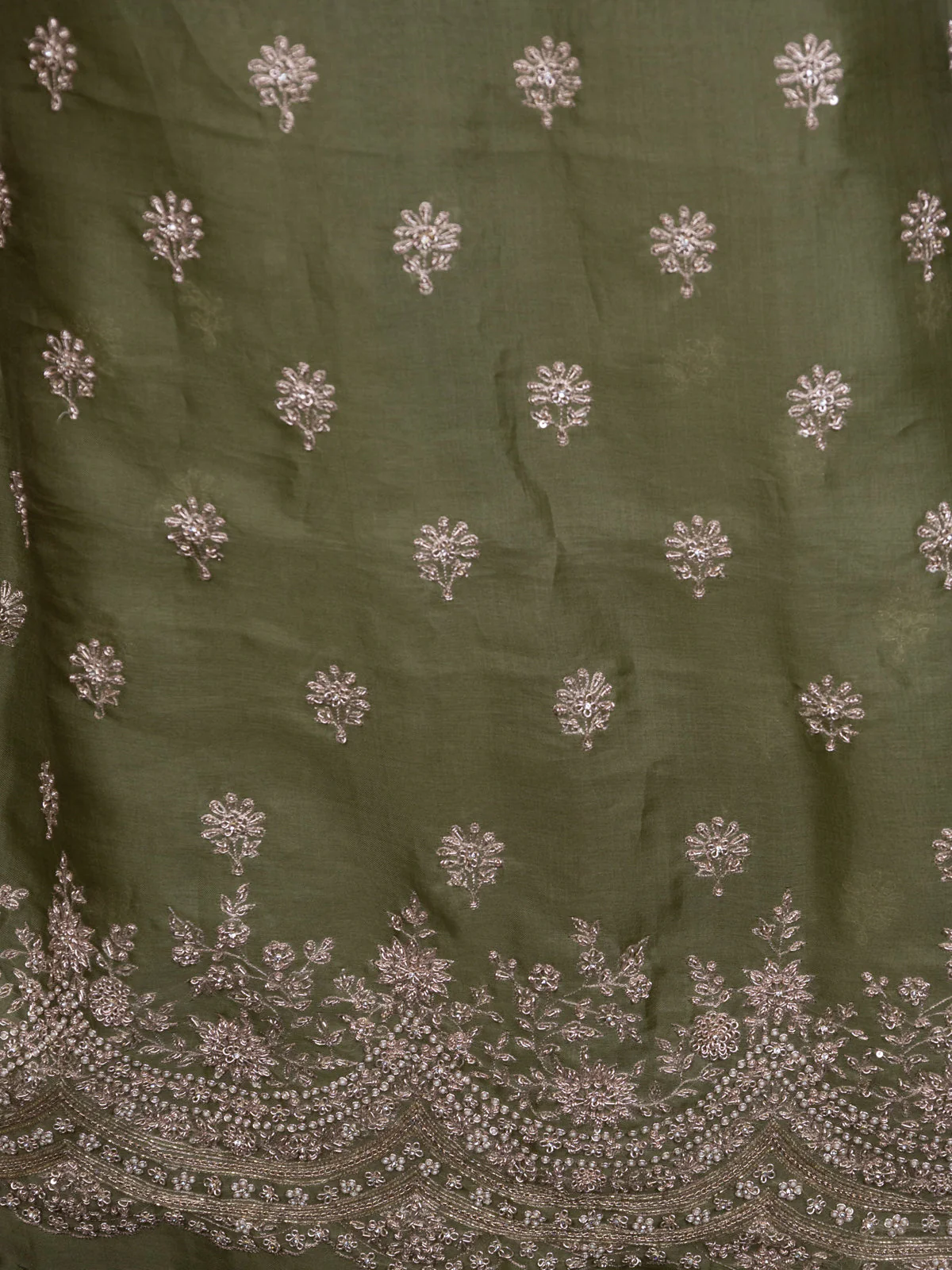 Pastel Green Organza Unstitched Suit - Image 4