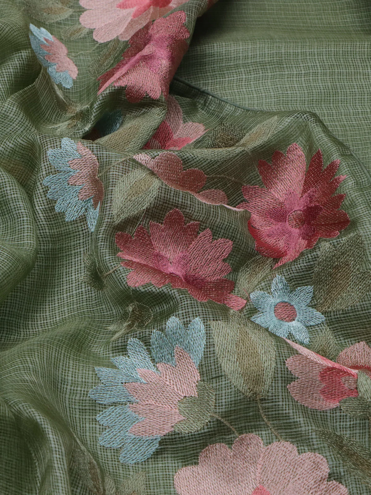 Pastel Green Silk Kota Saree - Image 3