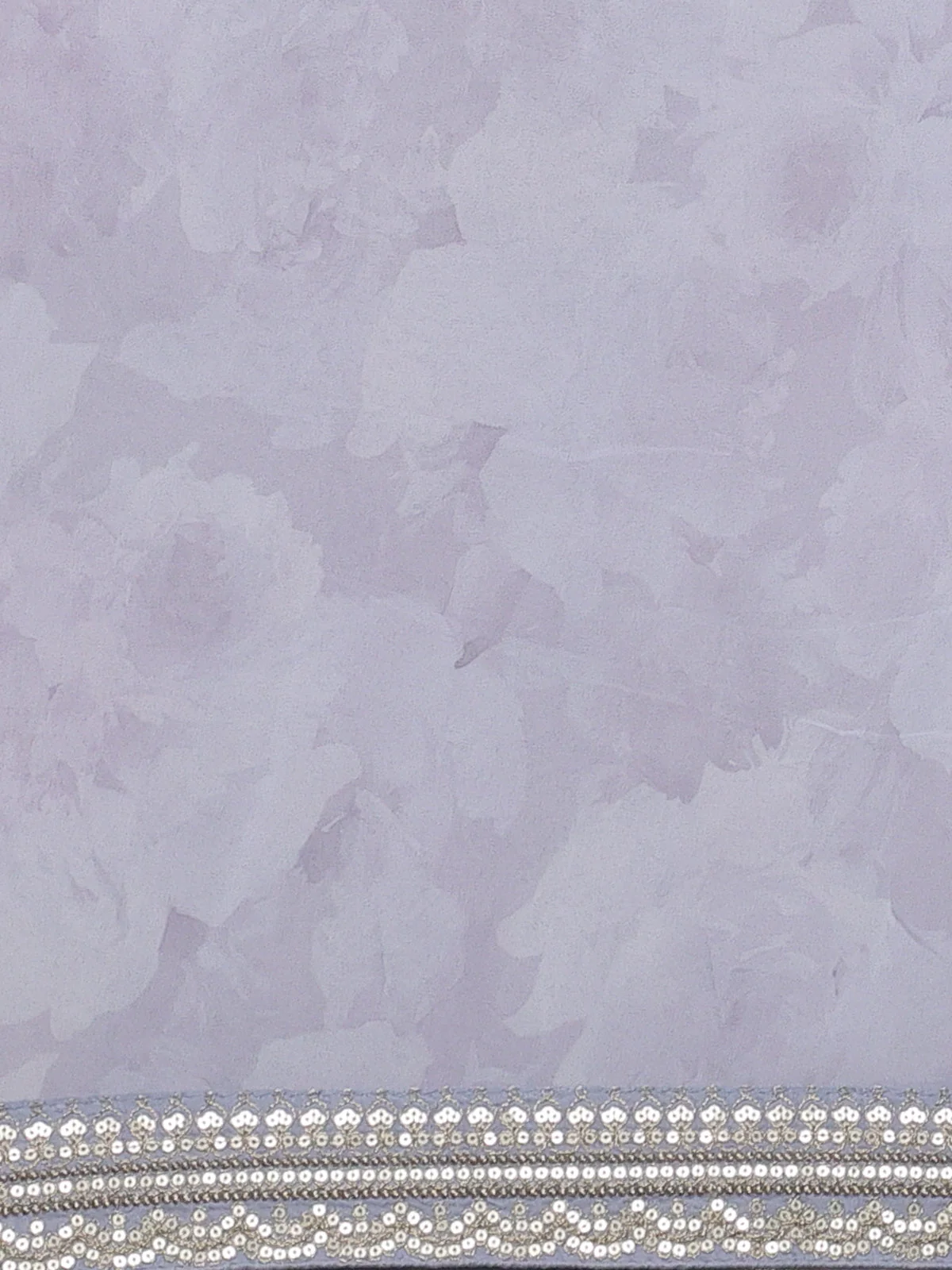 Pastel Grey Sequin Embroidery Georgette Saree - Image 3
