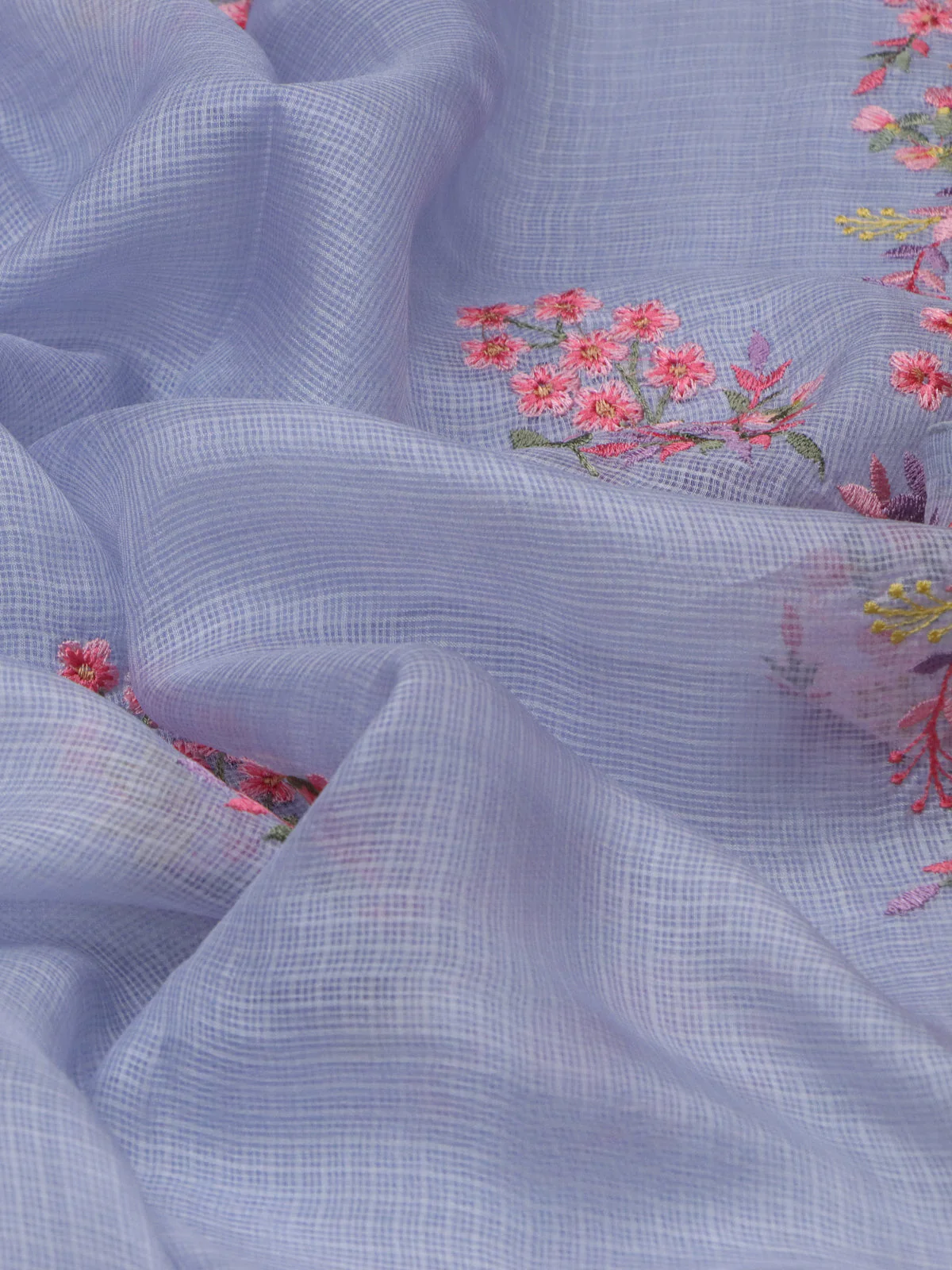 Pastel Grey Silk Kota Saree - Image 3