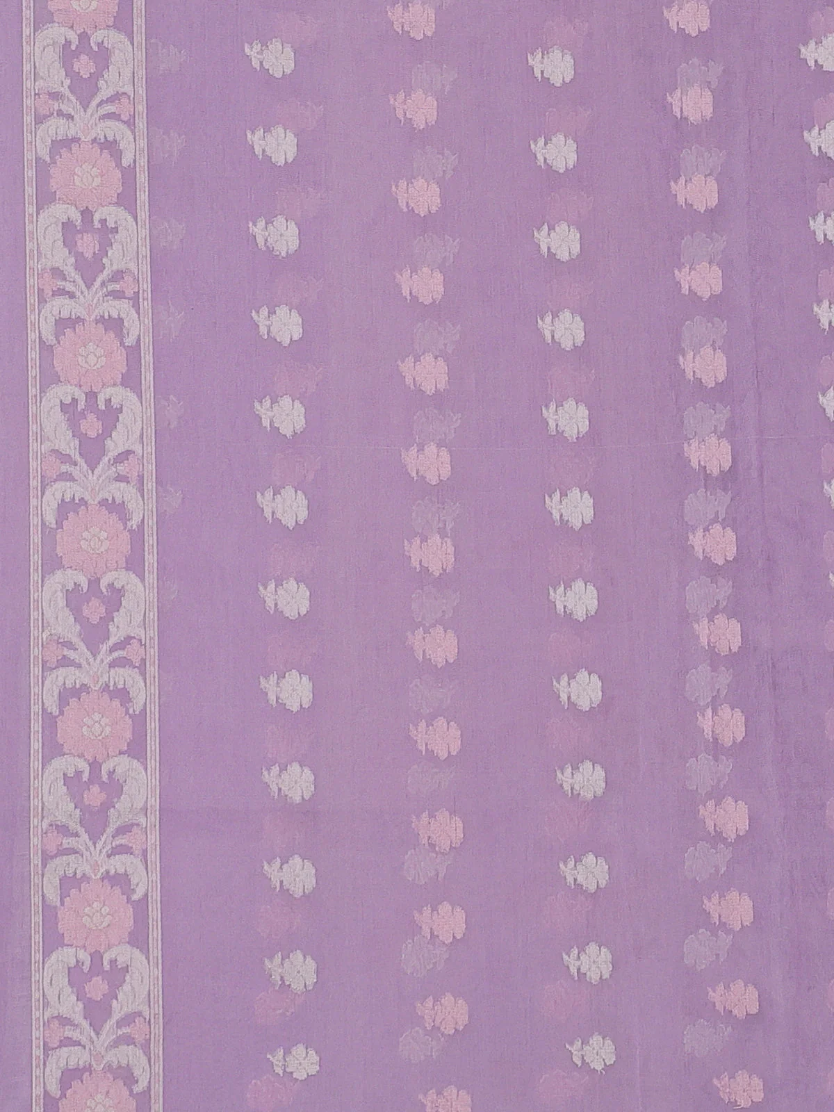 Pastel Lavender Banarasi Cotton Saree - Image 4