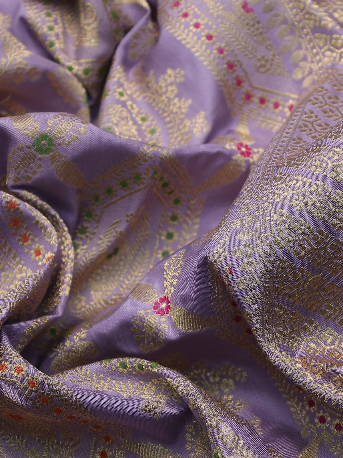 Pastel lavender Banarasi Silk Saree - Image 3