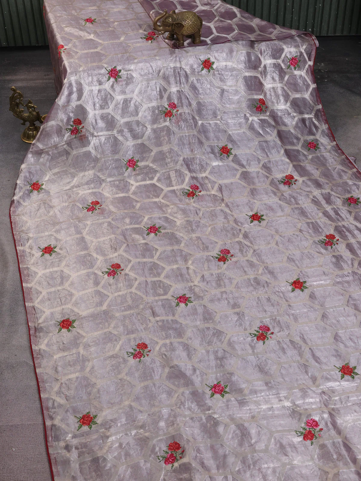 Pastel Lavender Tissue Silk Saree - Image 2