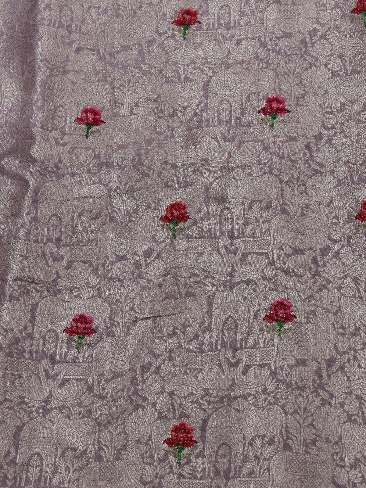Pastel Lavender Tissue Silk Saree - Image 4