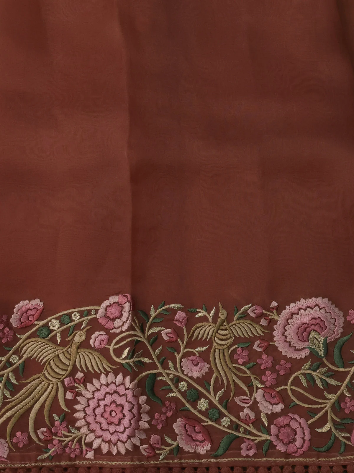 Pastel Peach Organza Silk Saree - Image 4