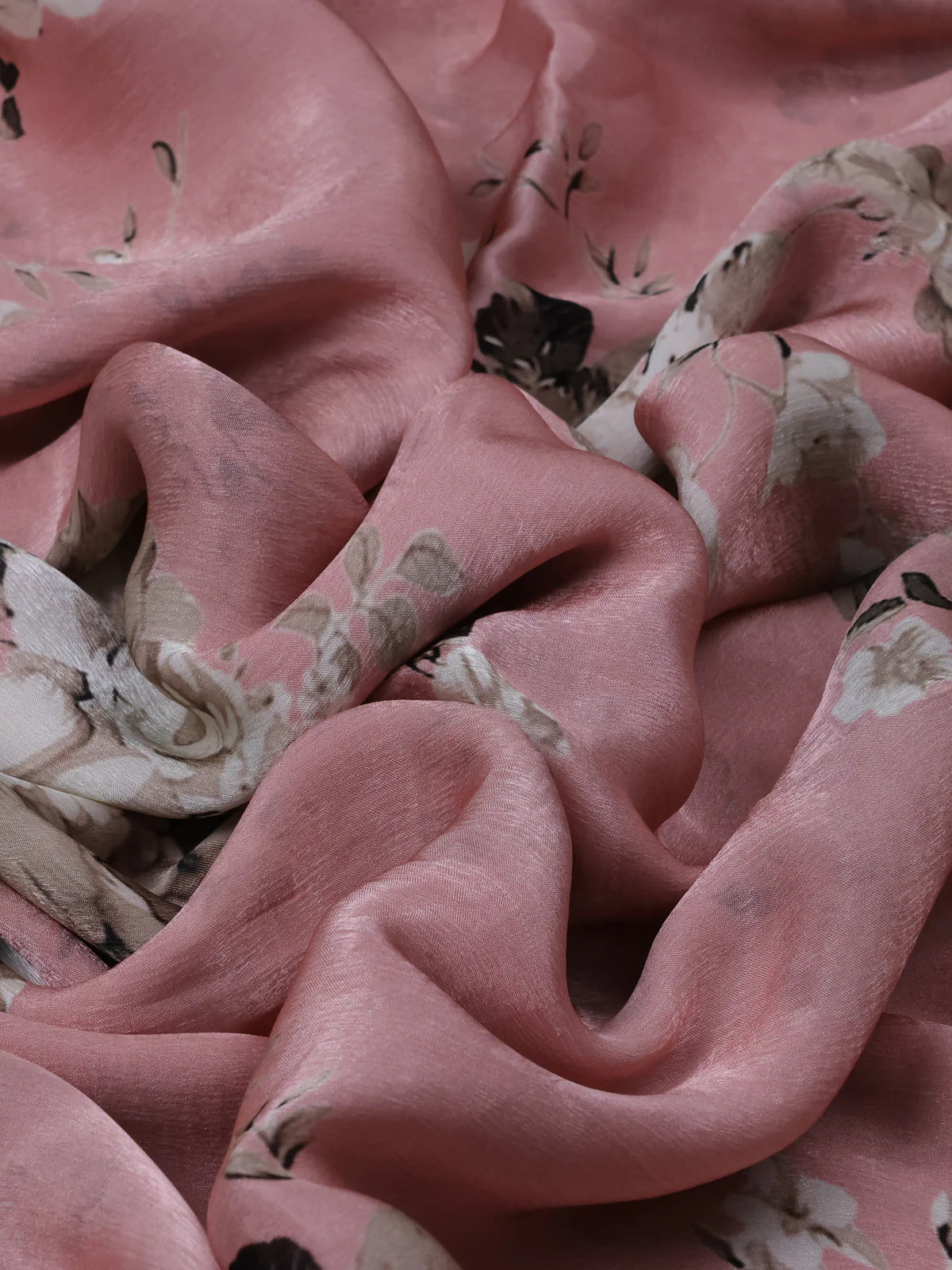 Pastel Peach Satin Crepe Saree - Image 3