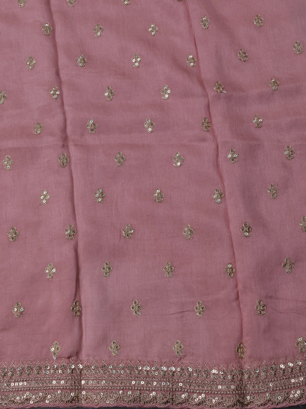 Pastel Peach Satin Crepe Saree - Image 4