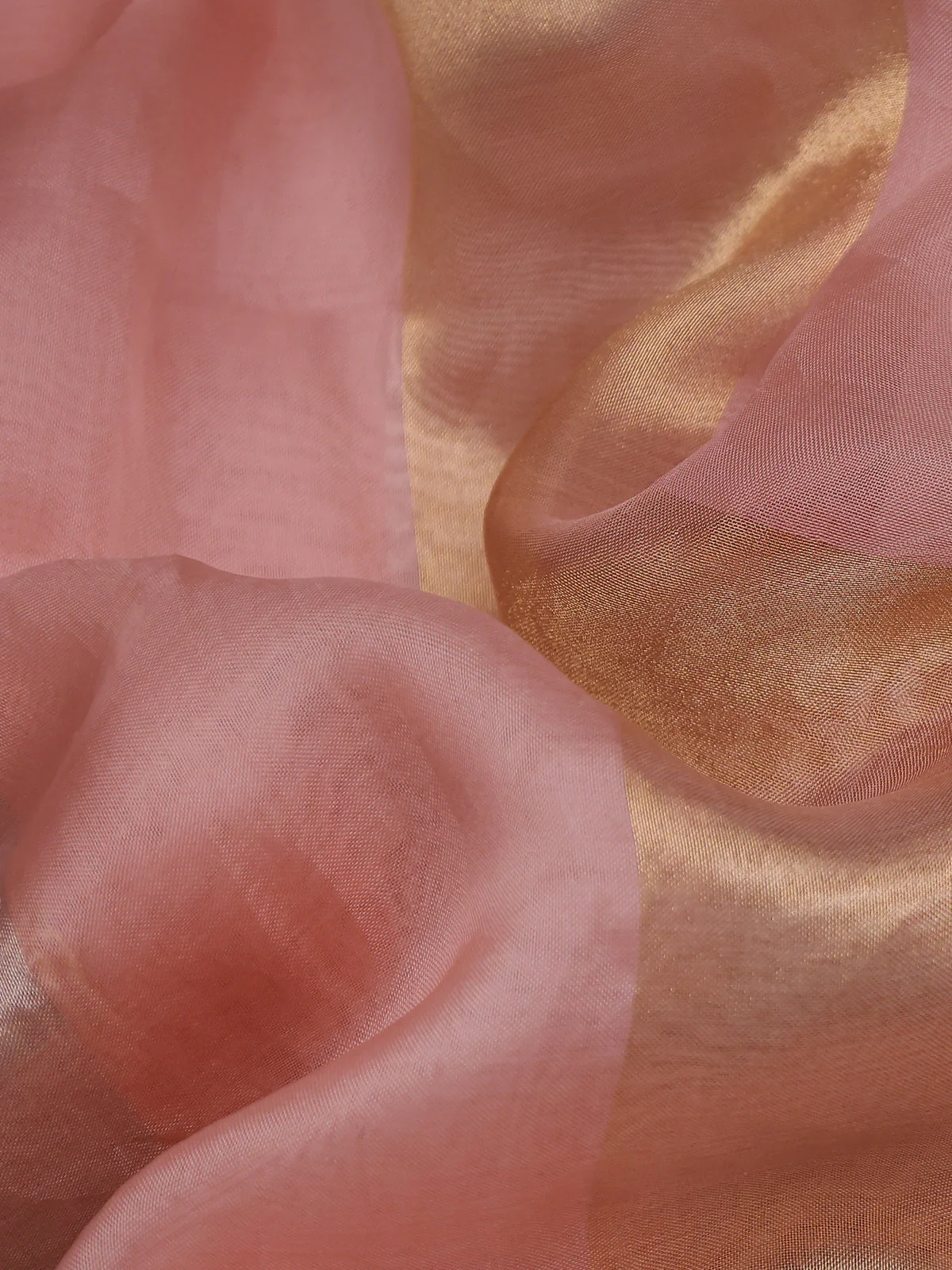 Pastel Peach Tissue Organza Silk Saree With Embroidery Readymade Blouse - Image 4