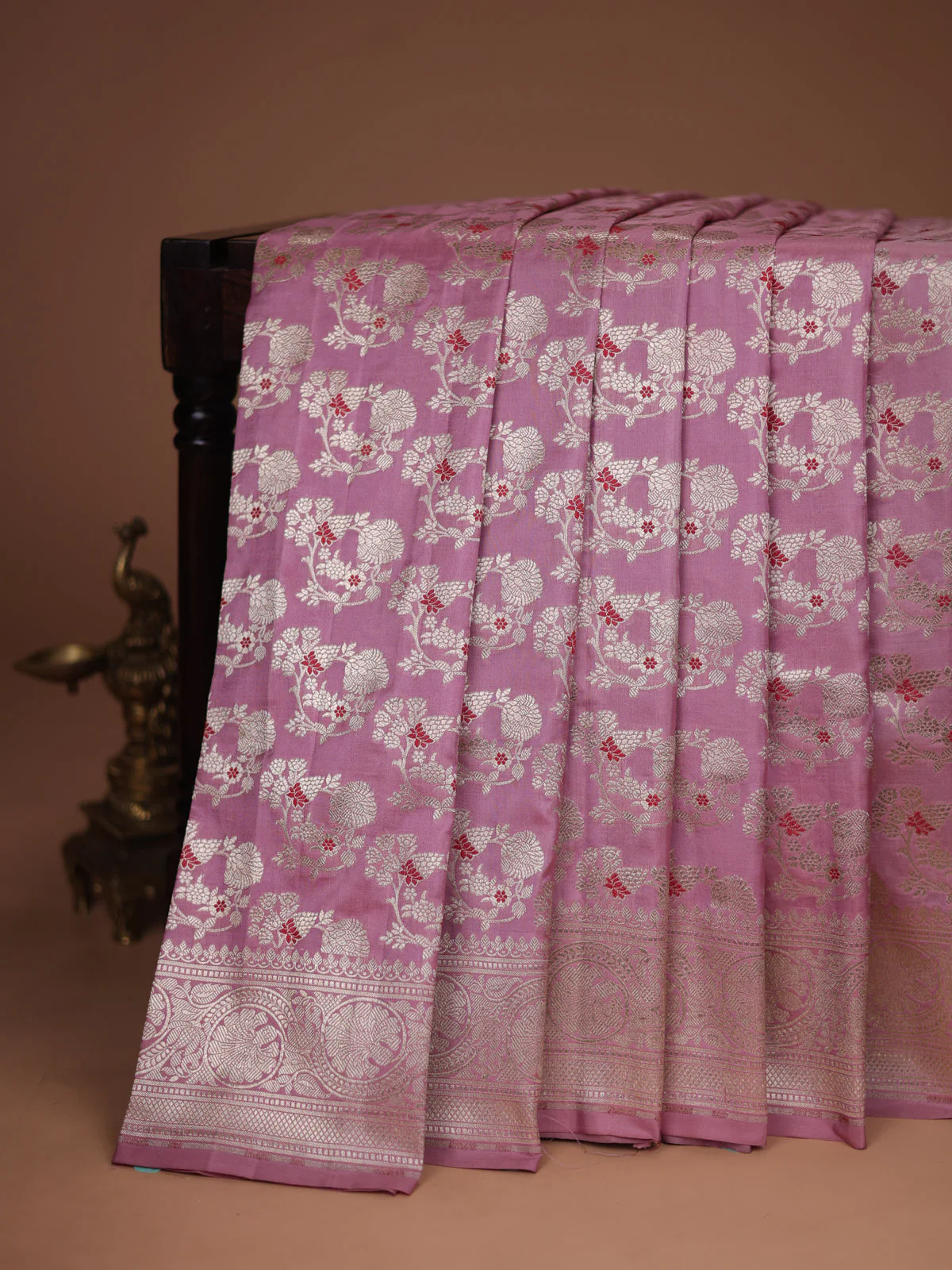 Pastel Pink Banarasi Silk Saree - Image 2