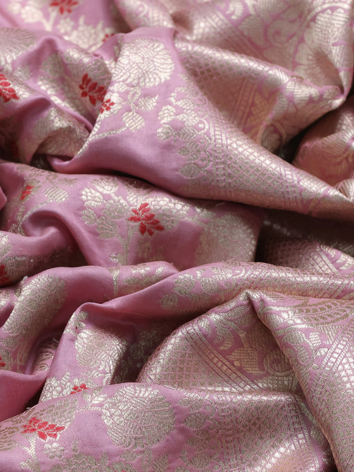 Pastel Pink Banarasi Silk Saree - Image 3