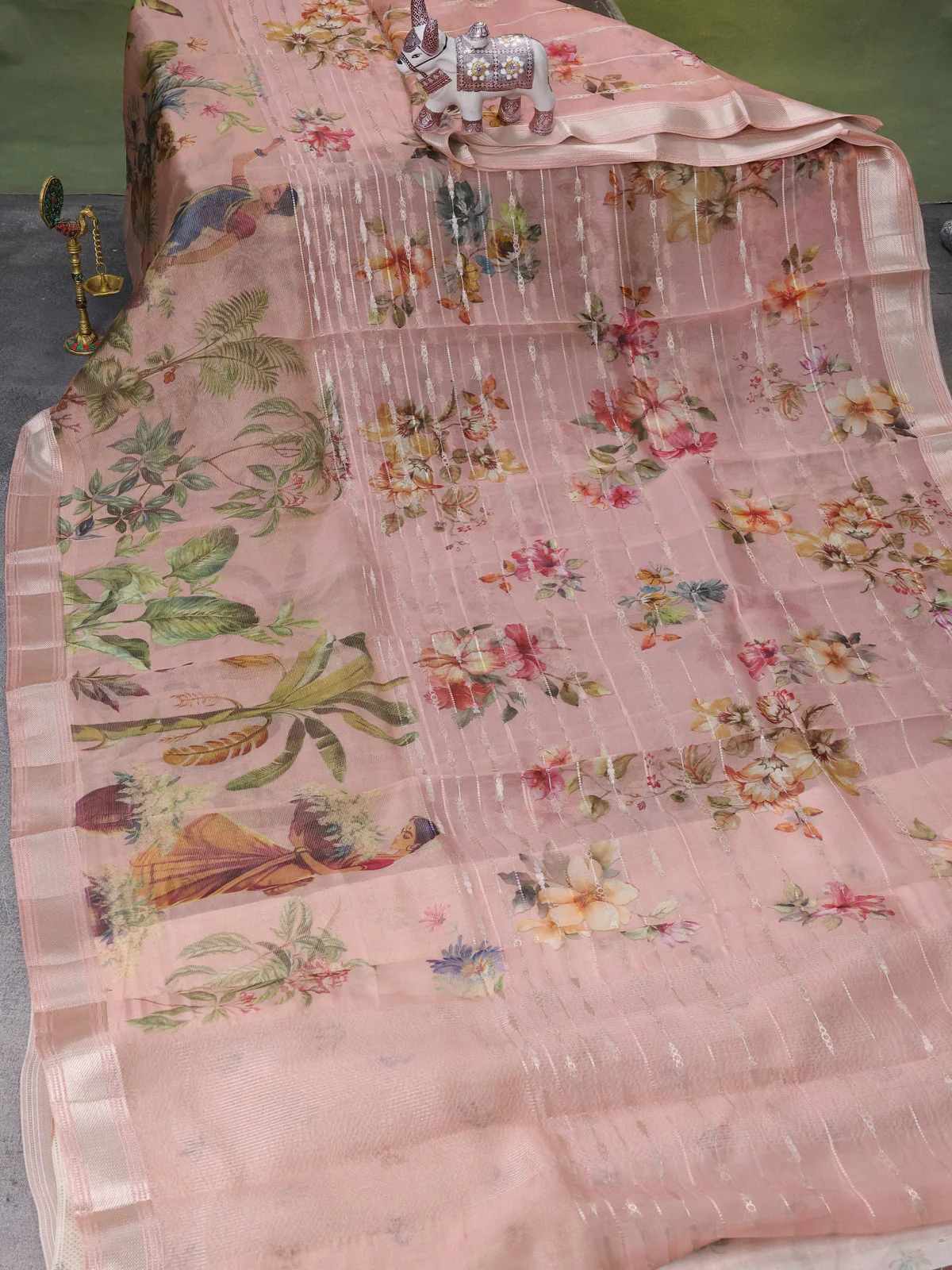 Pastel Pink Organza Silk Saree - Image 2