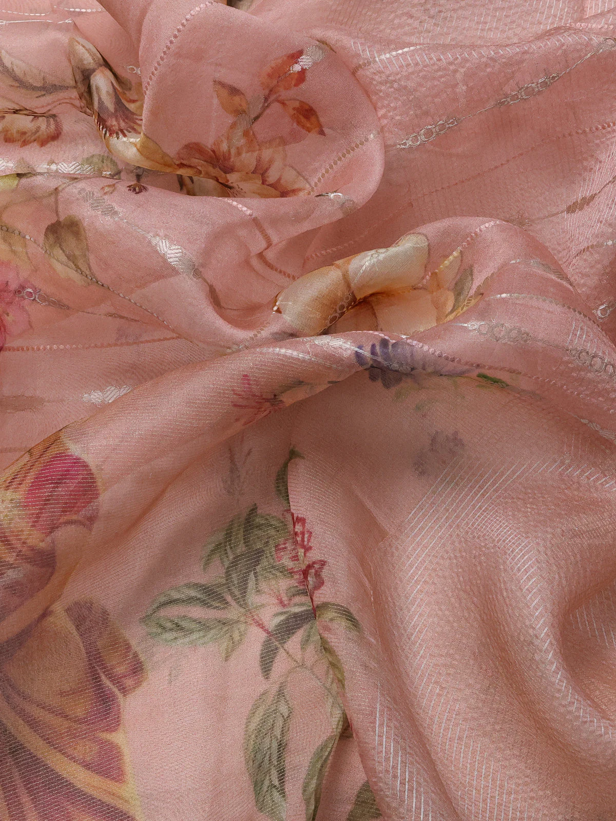 Pastel Pink Organza Silk Saree - Image 3