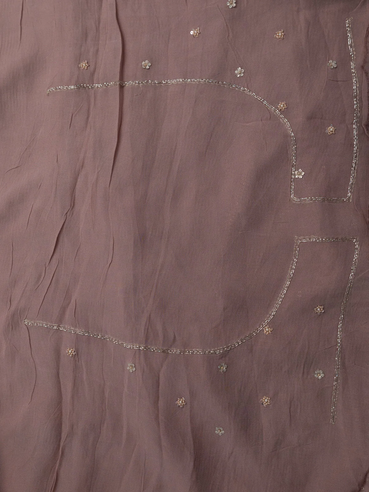 Pastel Pink Pure Georgette Saree With Allover Sequin & Beaded Work - Image 4