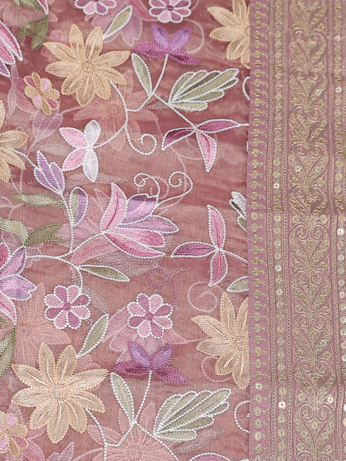 Pastel Pink Tissue Silk Saree - Image 4