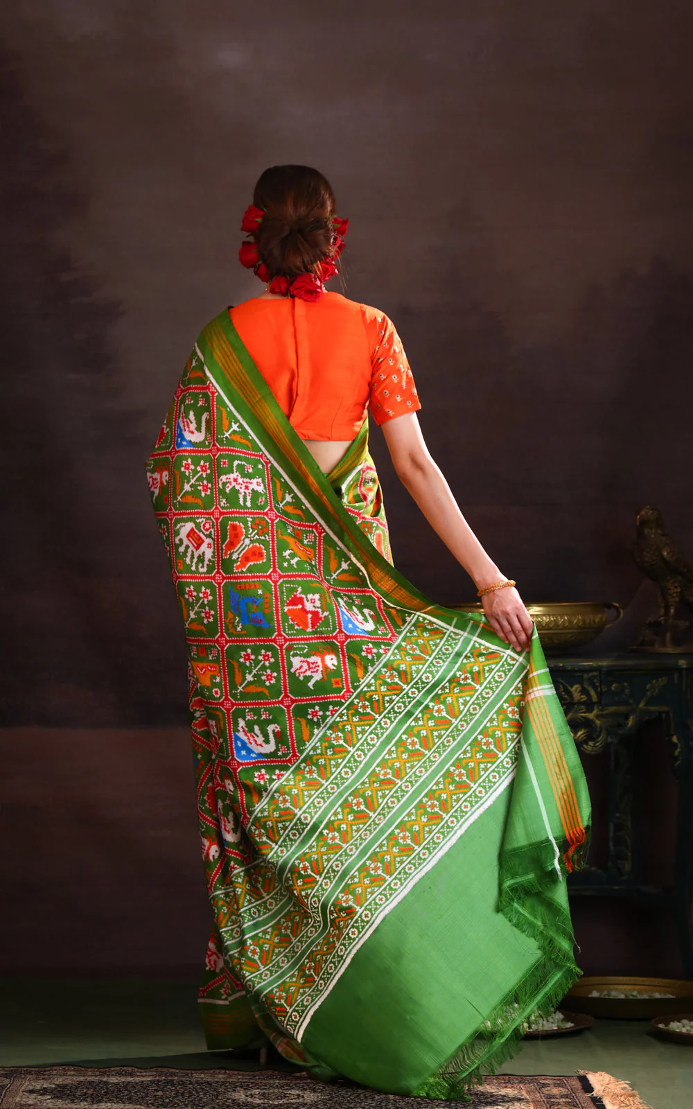 Green Patan Patola Silk Saree - Image 3