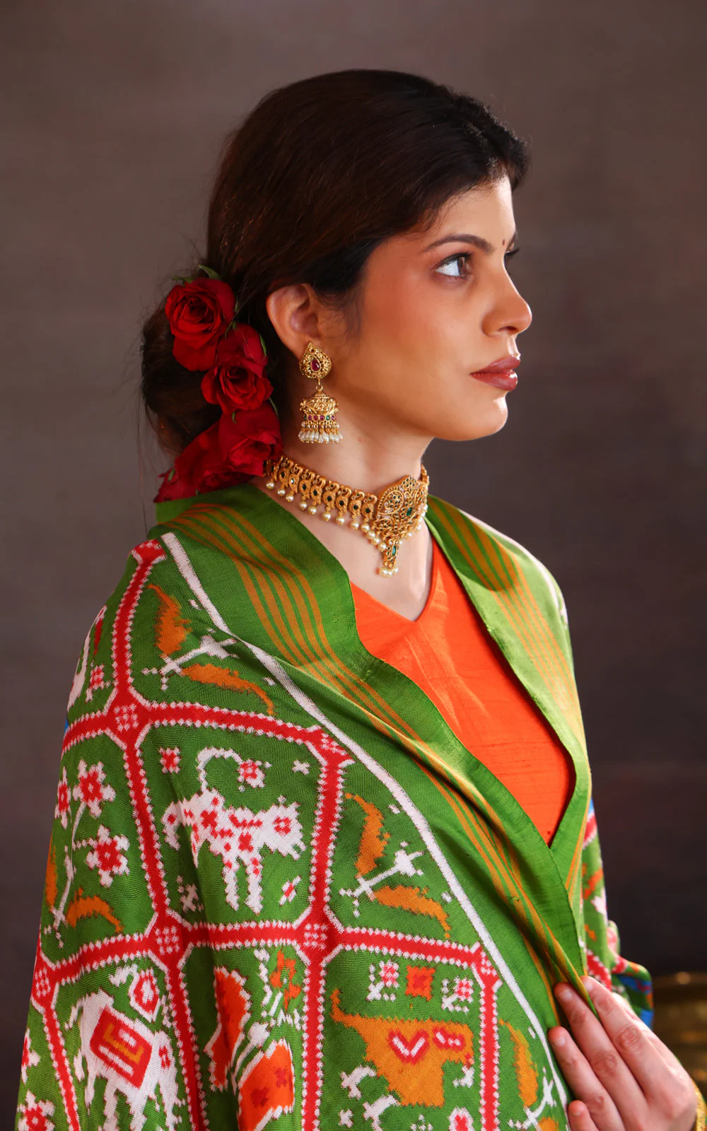 Green Patan Patola Silk Saree - Image 6