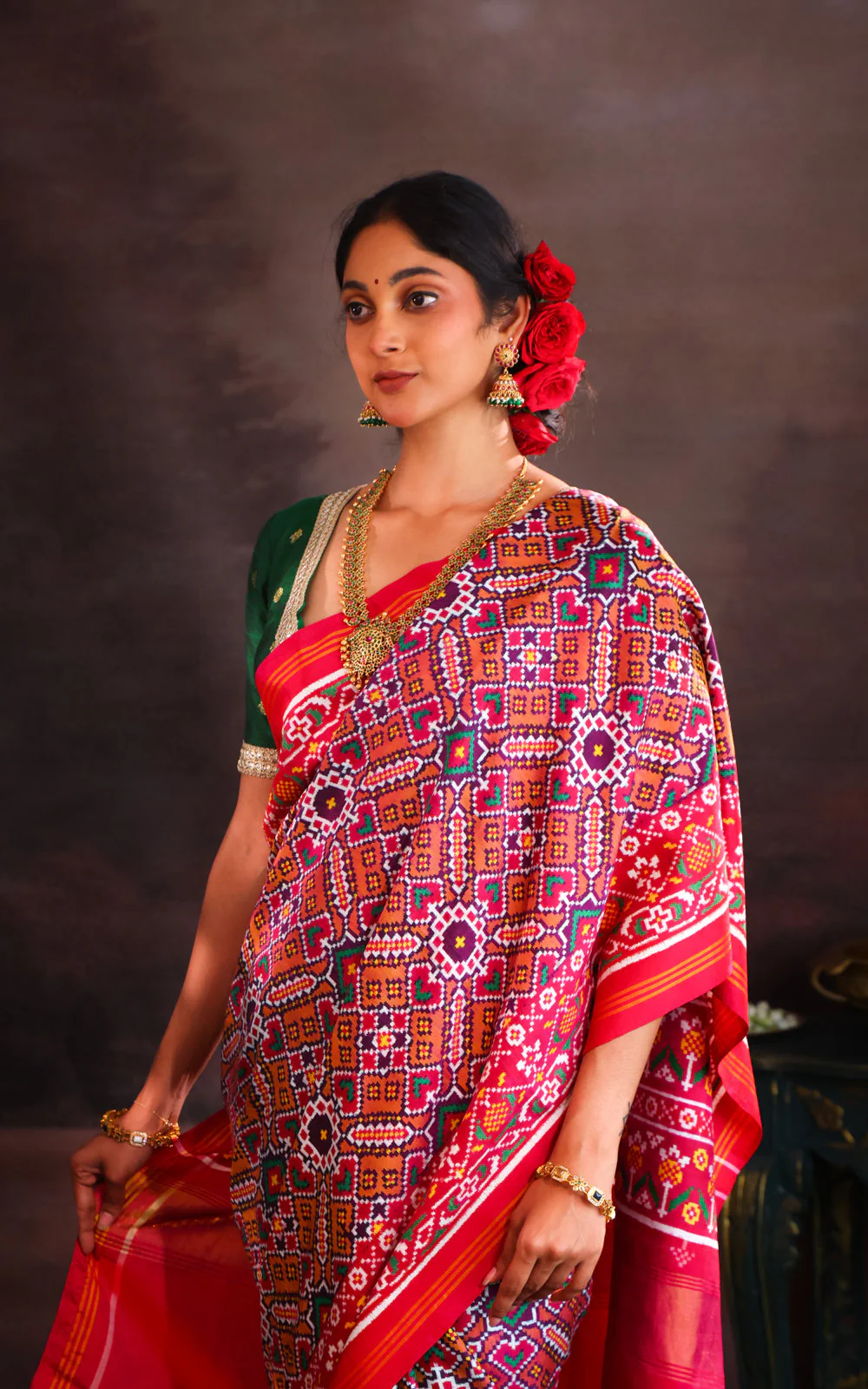 Purple & Pink Patan Patola Silk Saree - Image 6