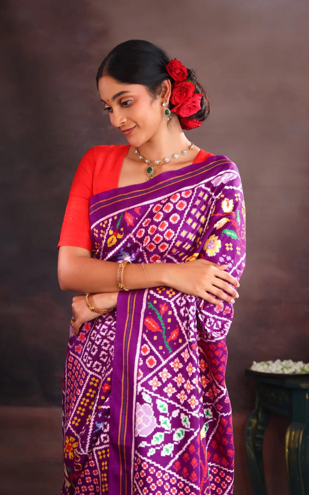 Violet Patan Patola Silk Saree - Image 3