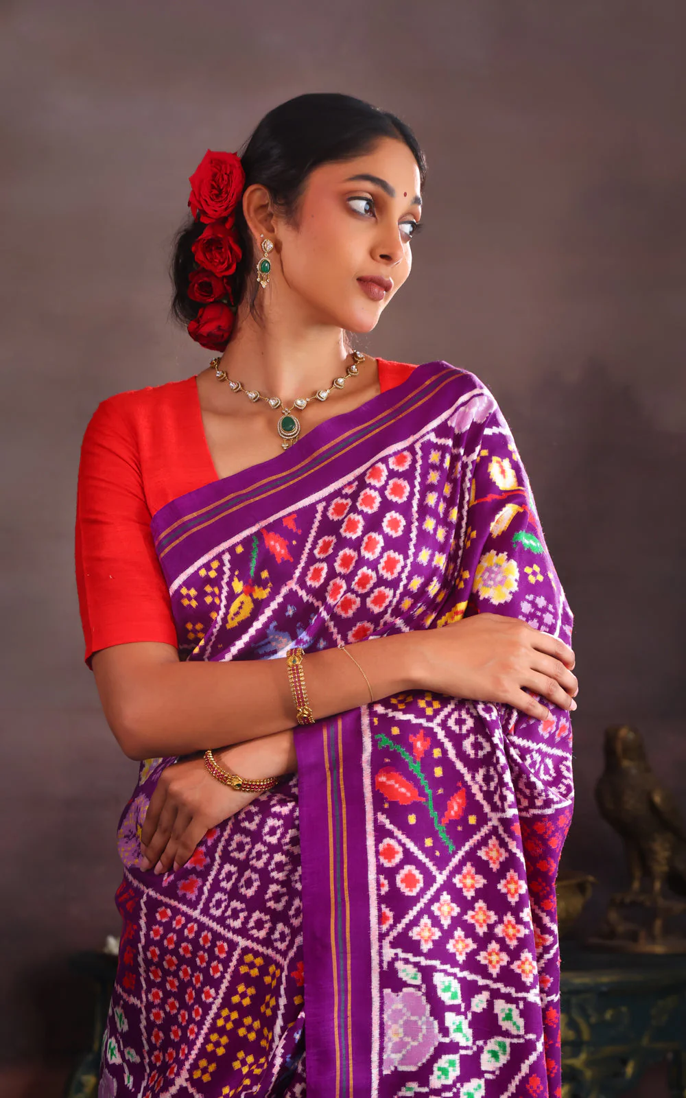 Violet Patan Patola Silk Saree - Image 4