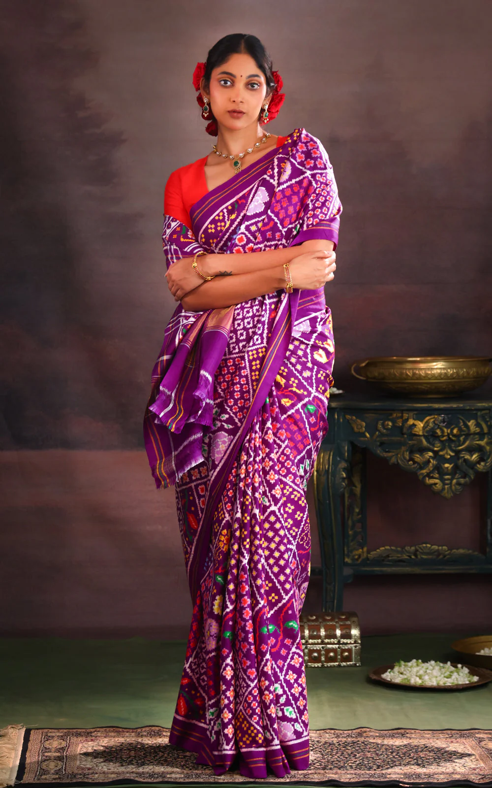 Violet Patan Patola Silk Saree - Image 6