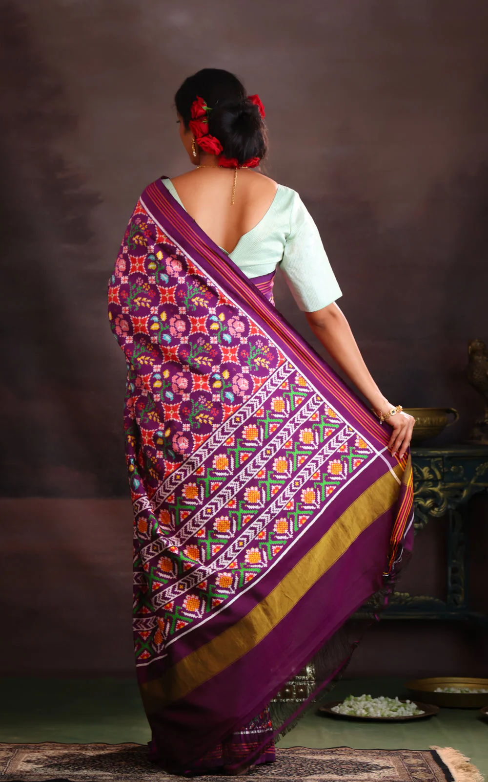 Violet Patan Patola Silk Saree - Image 4