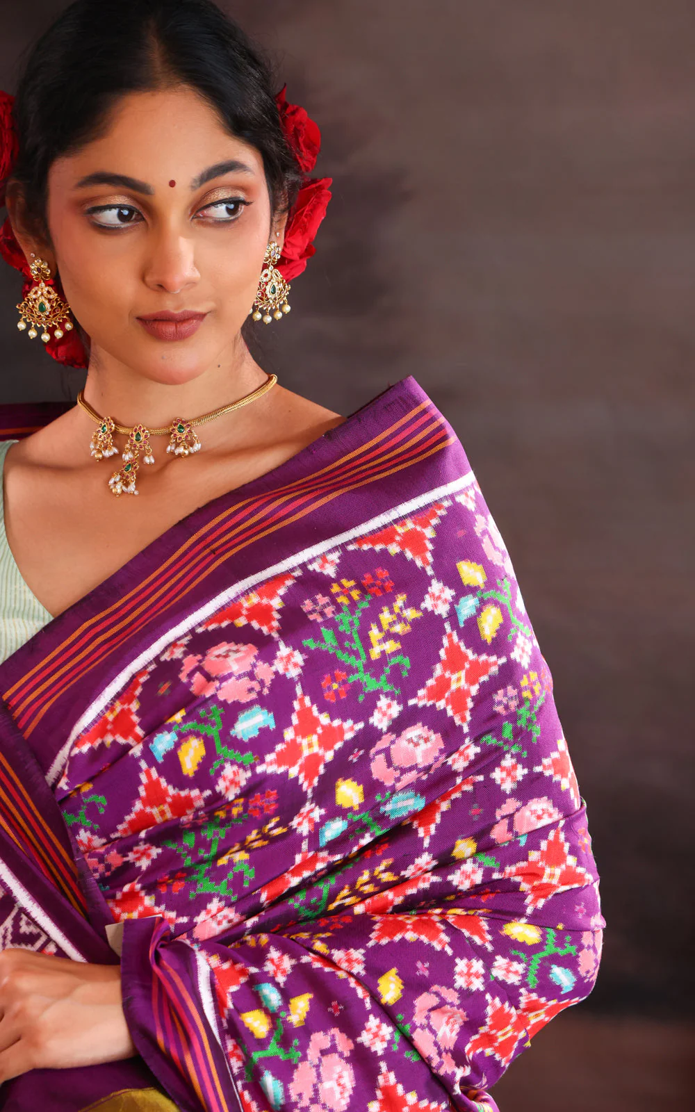 Violet Patan Patola Silk Saree - Image 6