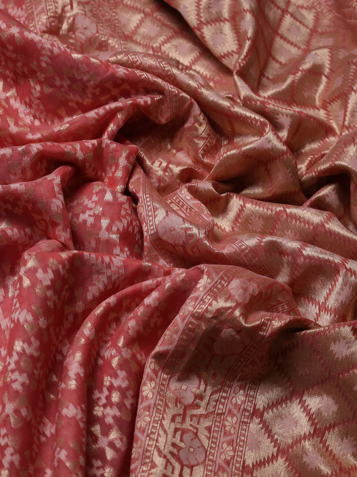 Peach Banarasi Cotton Saree - Image 3